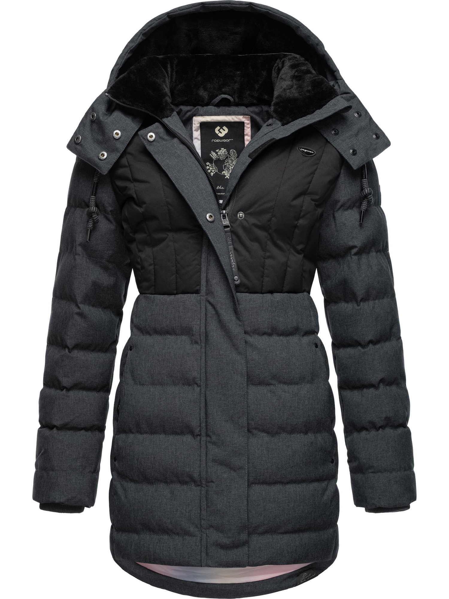 Ragwear Zimski plašč 'Ashanta'  temno siva / črna