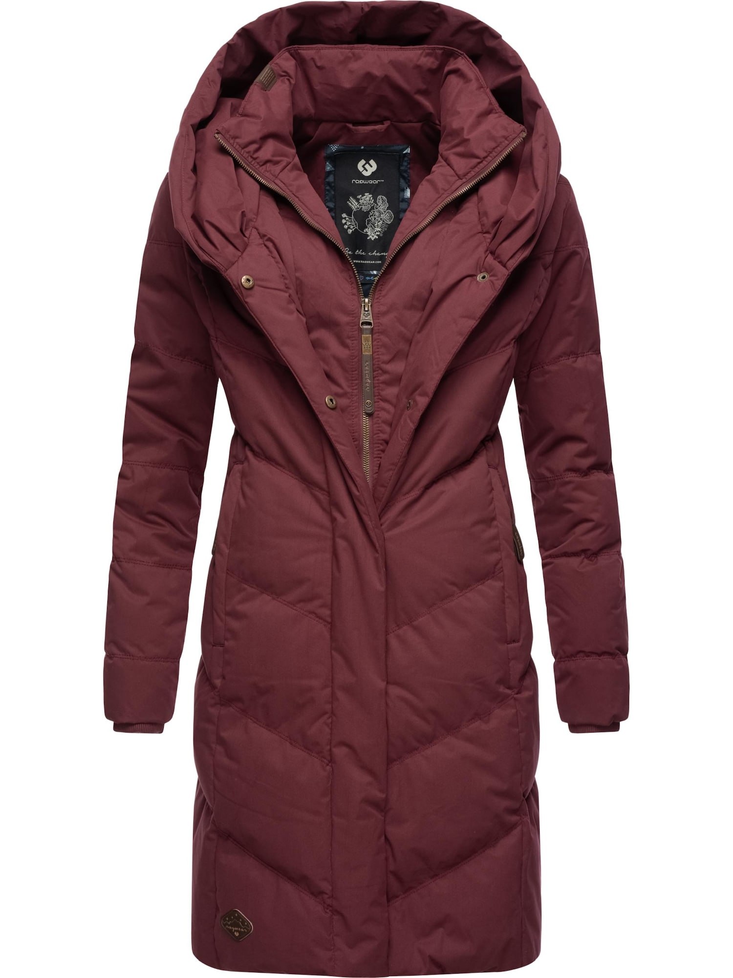 Ragwear Zimski plašč 'Natalka'  vinsko rdeča / črna / bela