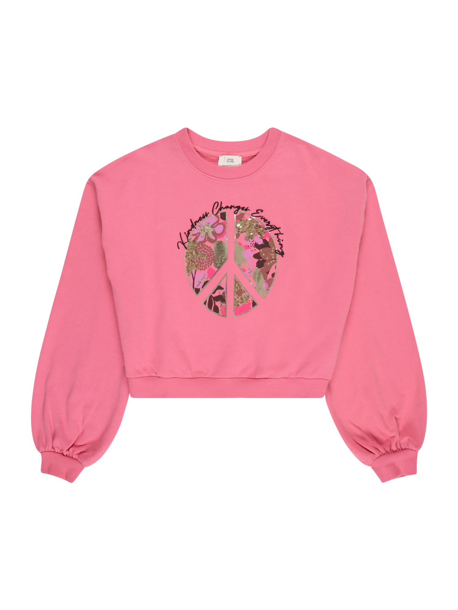 River Island Majica  rjava / barva blata / svetlo roza / črna