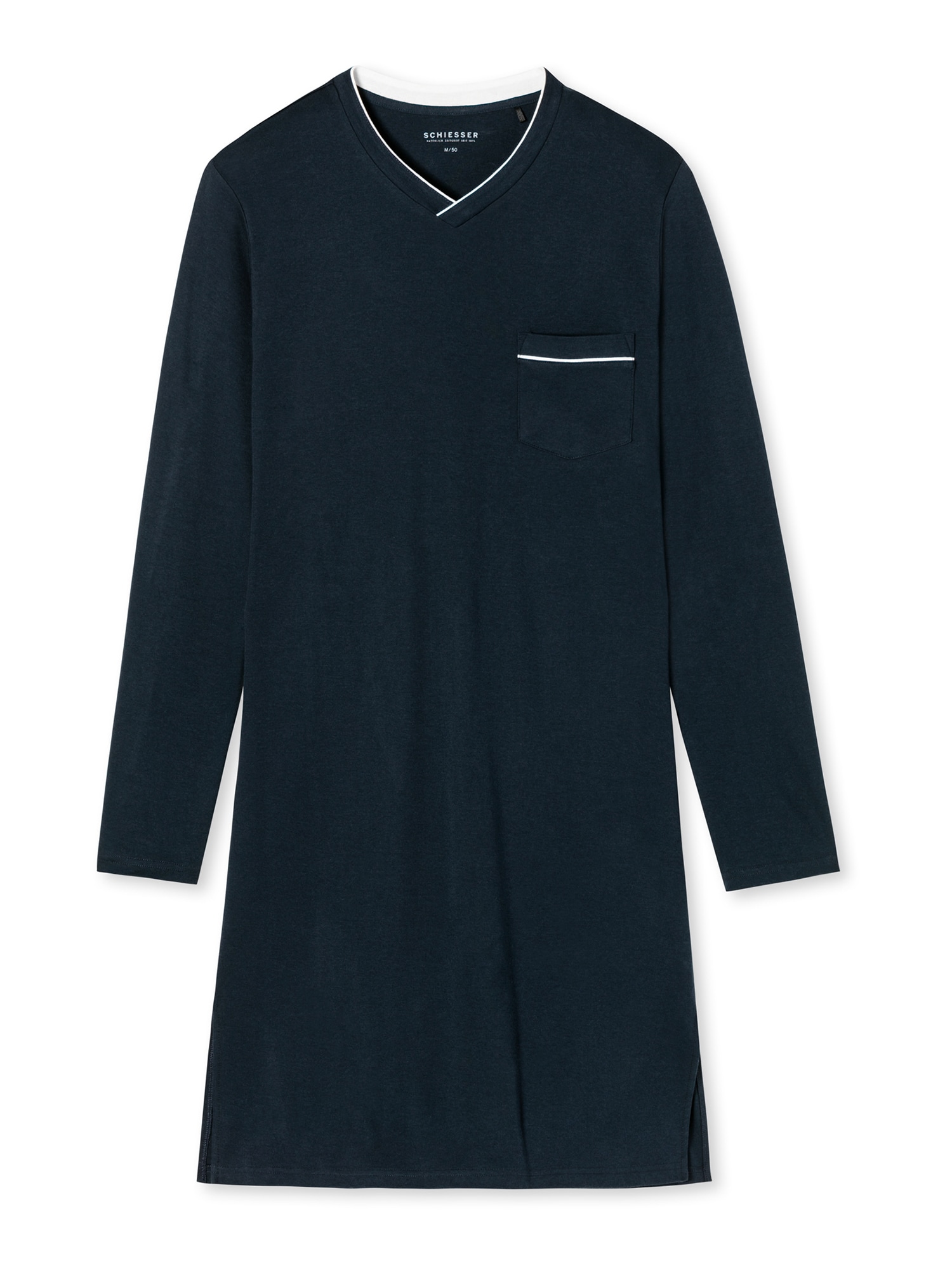 SCHIESSER Dolga pižama ' Fine Interlock '  temno modra / bela