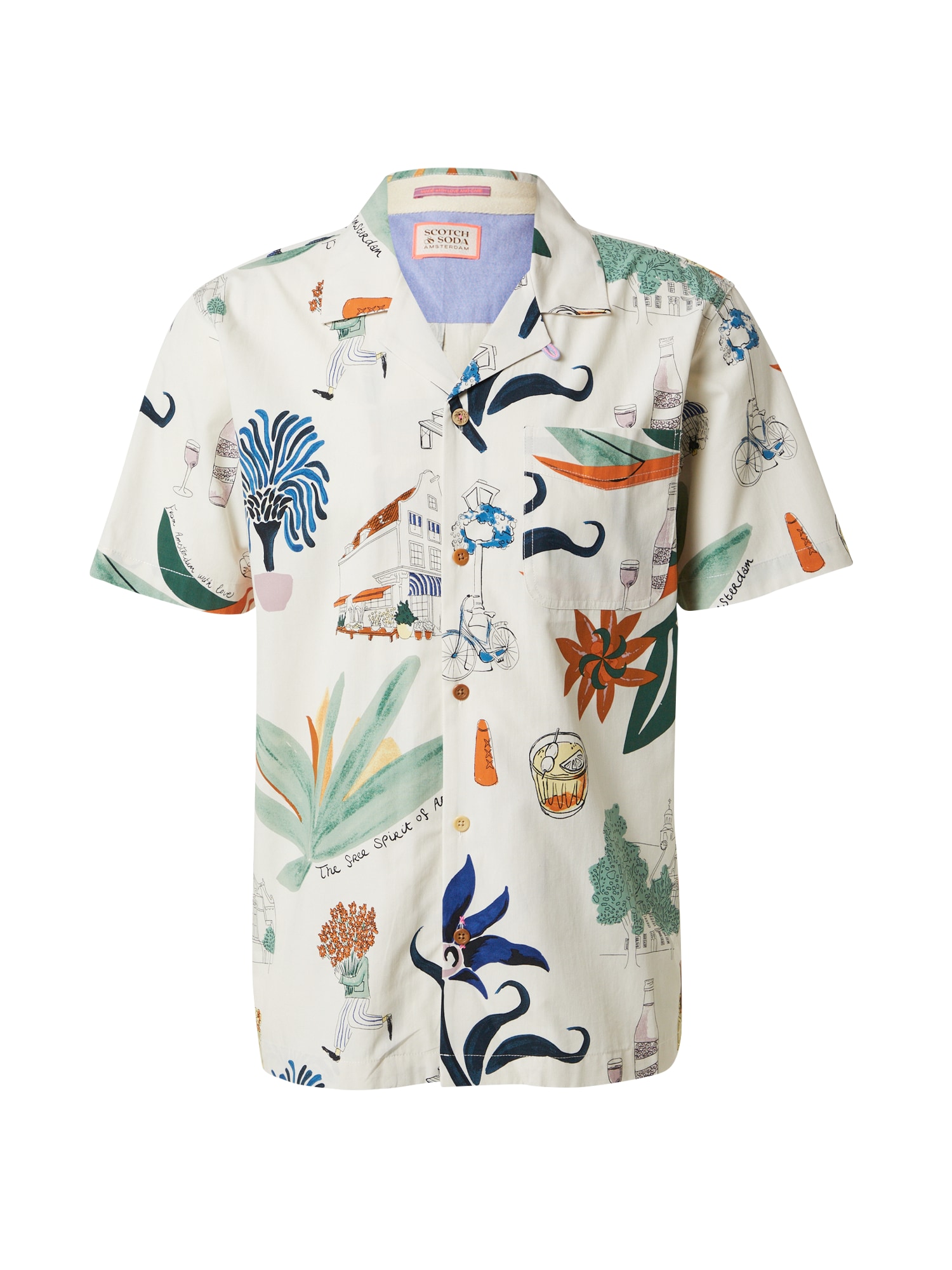 SCOTCH & SODA Srajca 'Hawaii'  modra / konjak / meta / bela
