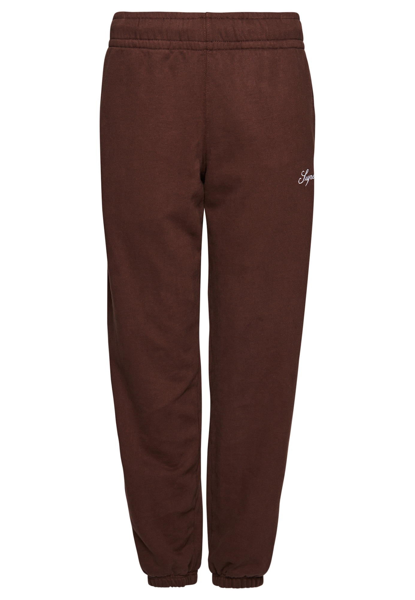 Superdry Hlače  rjava / bela