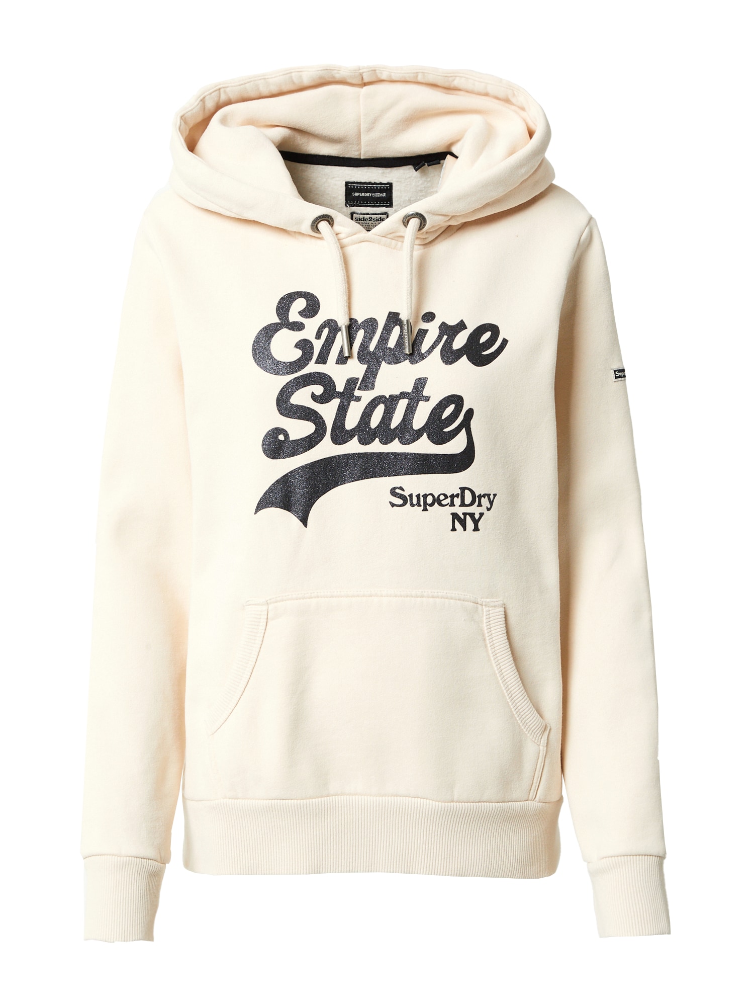 Superdry Majica  bež / črna
