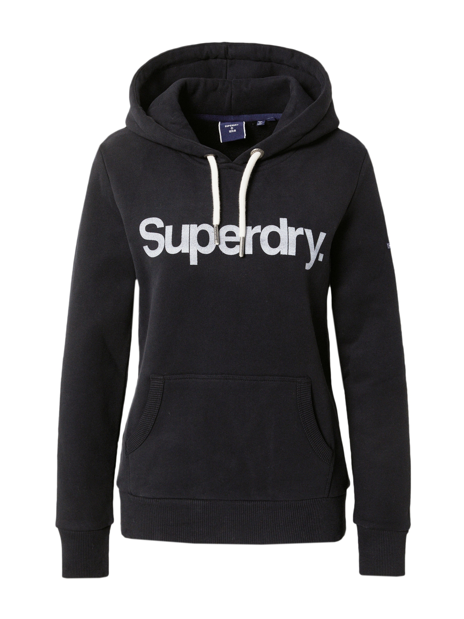 Superdry Majica  črna / bela