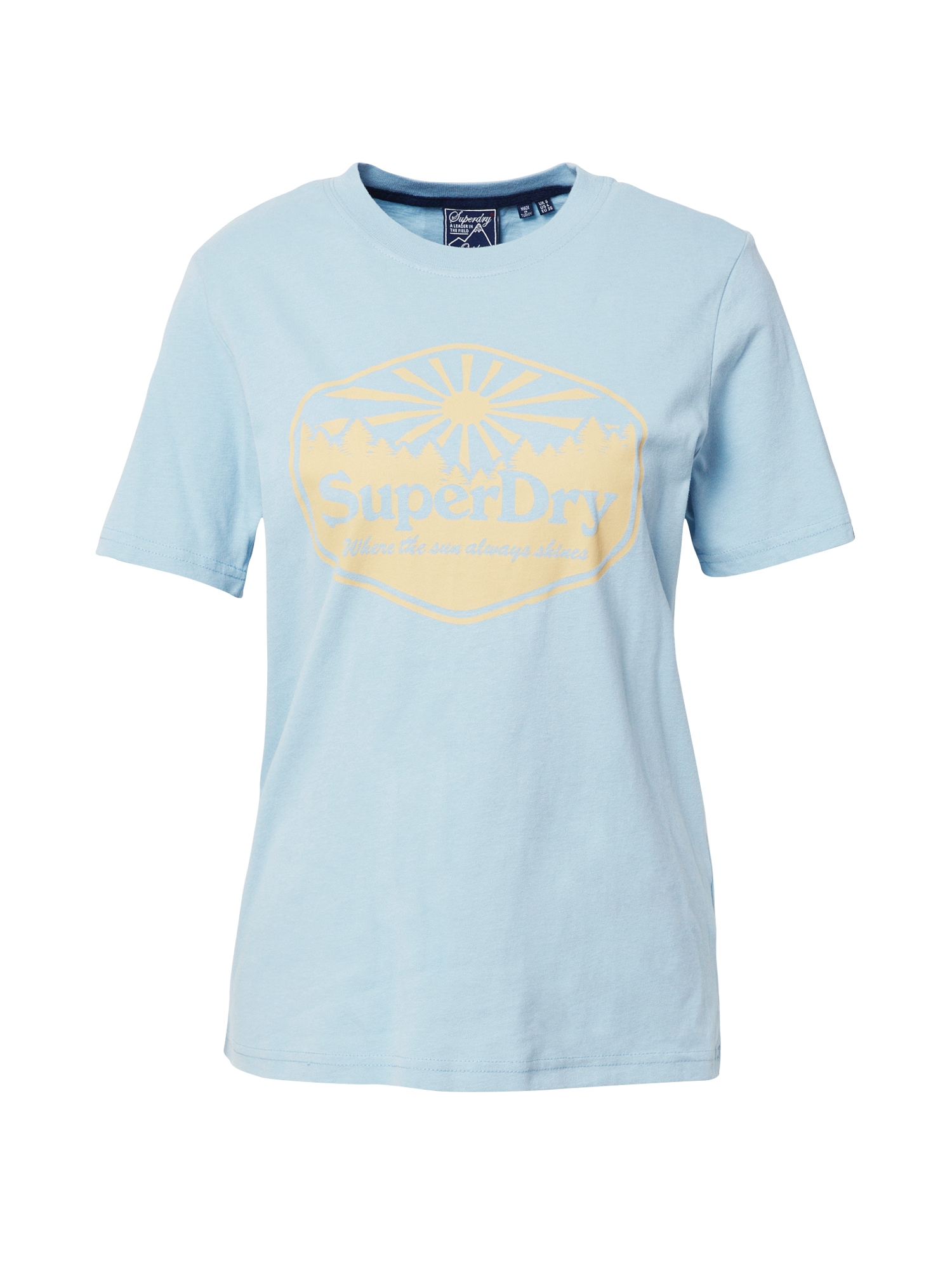 Superdry Majica  svetlo modra / rumena