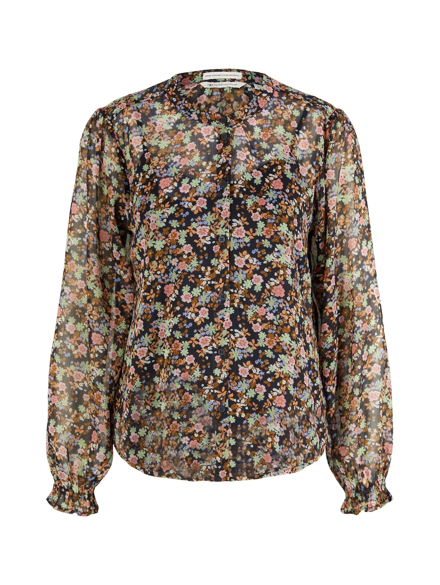 TOM TAILOR DENIM Bluza  rjava / meta / roza / črna