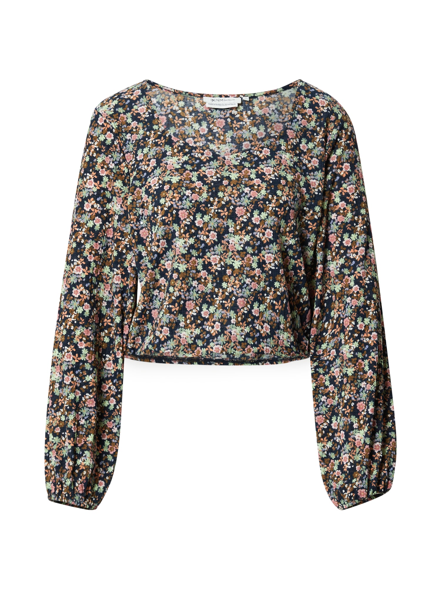 TOM TAILOR DENIM Majica  mornarska / meta / marelica / roza