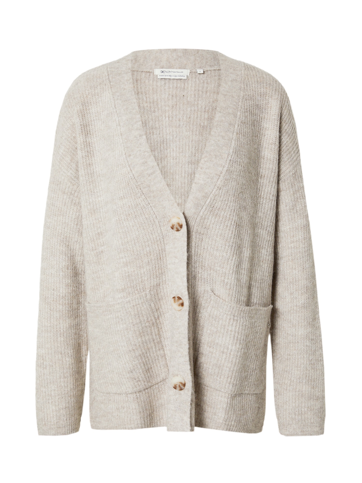 TOM TAILOR DENIM Pletena jopa  greige / bela
