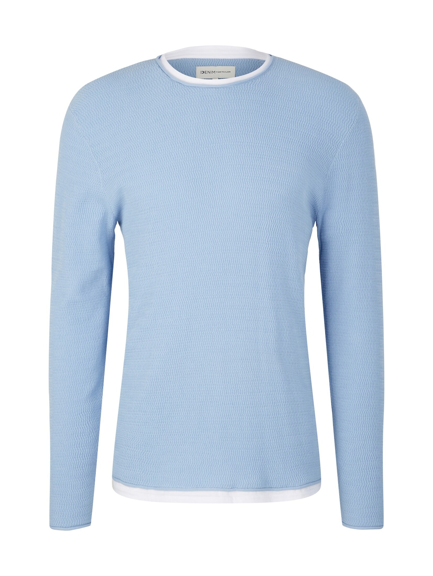 TOM TAILOR DENIM Pulover  svetlo modra / bela