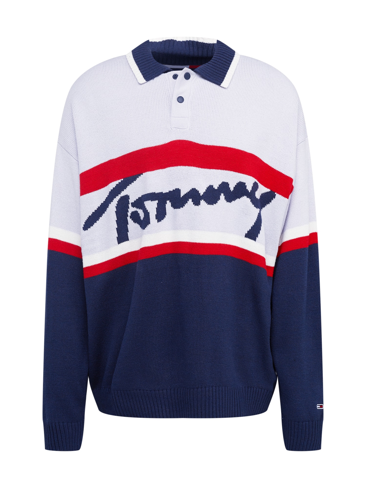 Tommy Jeans Pulover  mornarska / rdeča / bela
