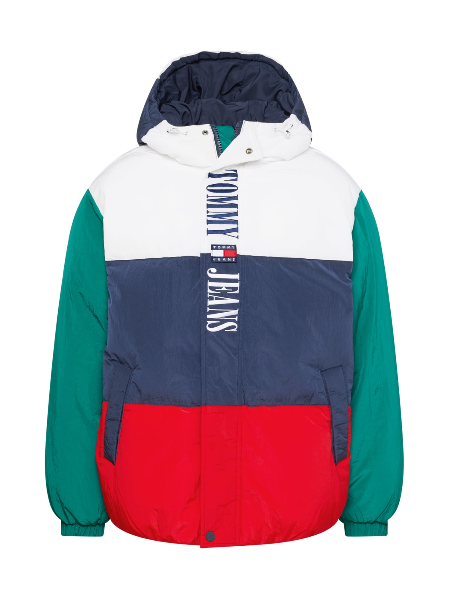 Tommy Jeans Zimska jakna  mornarska / smaragd / rdeča / bela