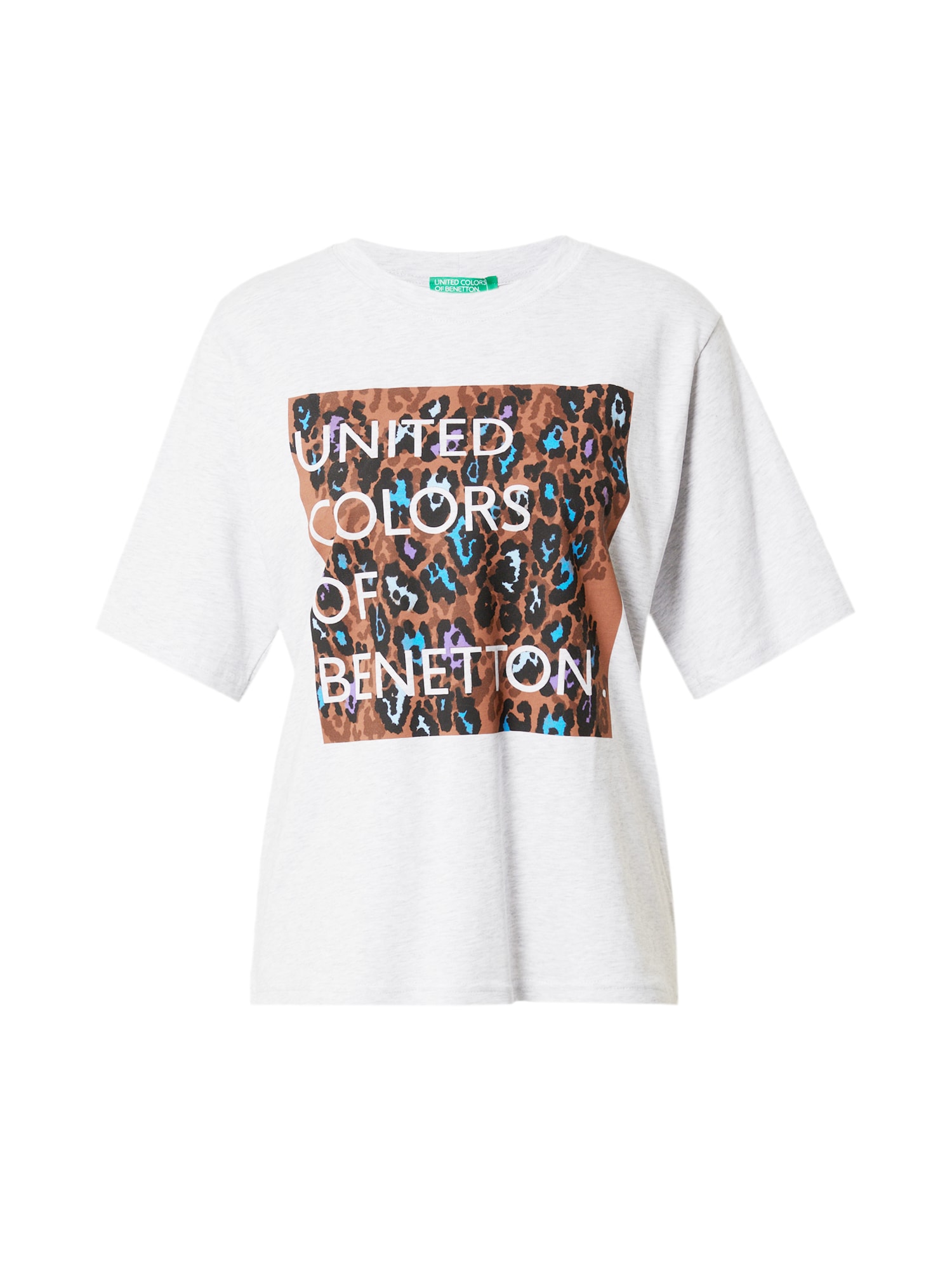 UNITED COLORS OF BENETTON Majica  nebeško modra / rjava / svetlo siva / bela
