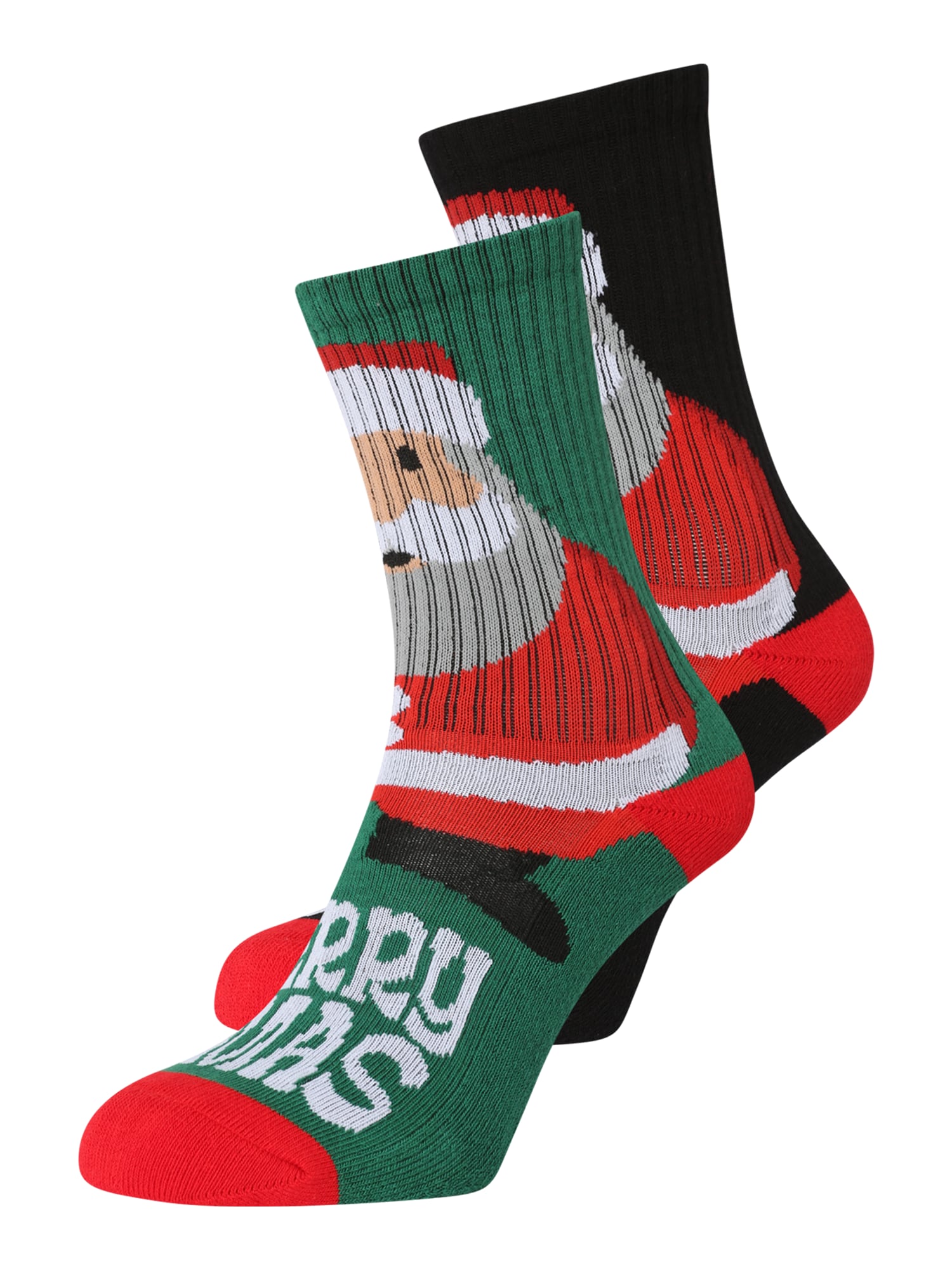 Urban Classics Nogavice 'Fancy Santa'  temno zelena / rdeča / črna / bela