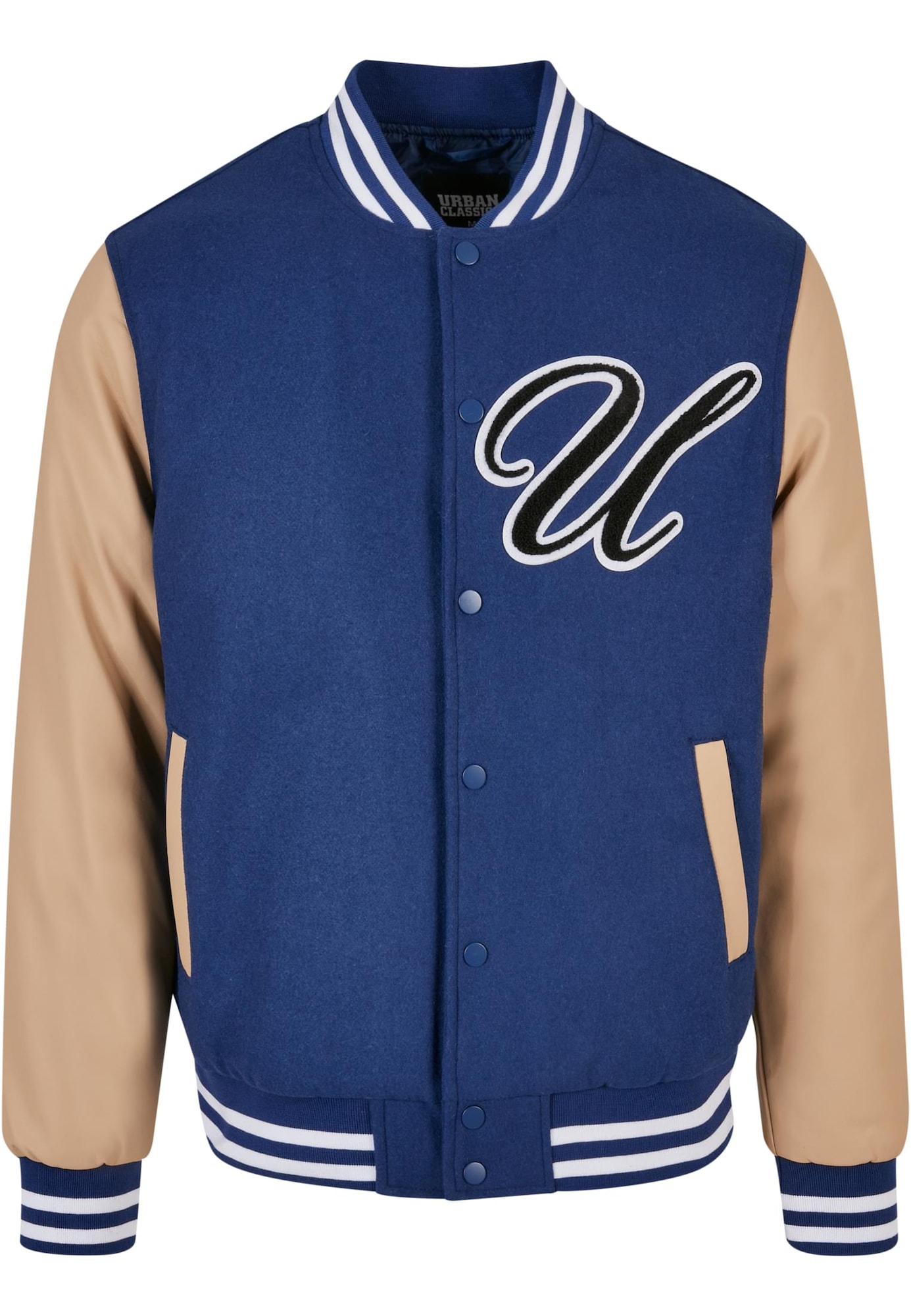 Urban Classics Prehodna jakna 'Big U'  bež / temno modra / črna / bela