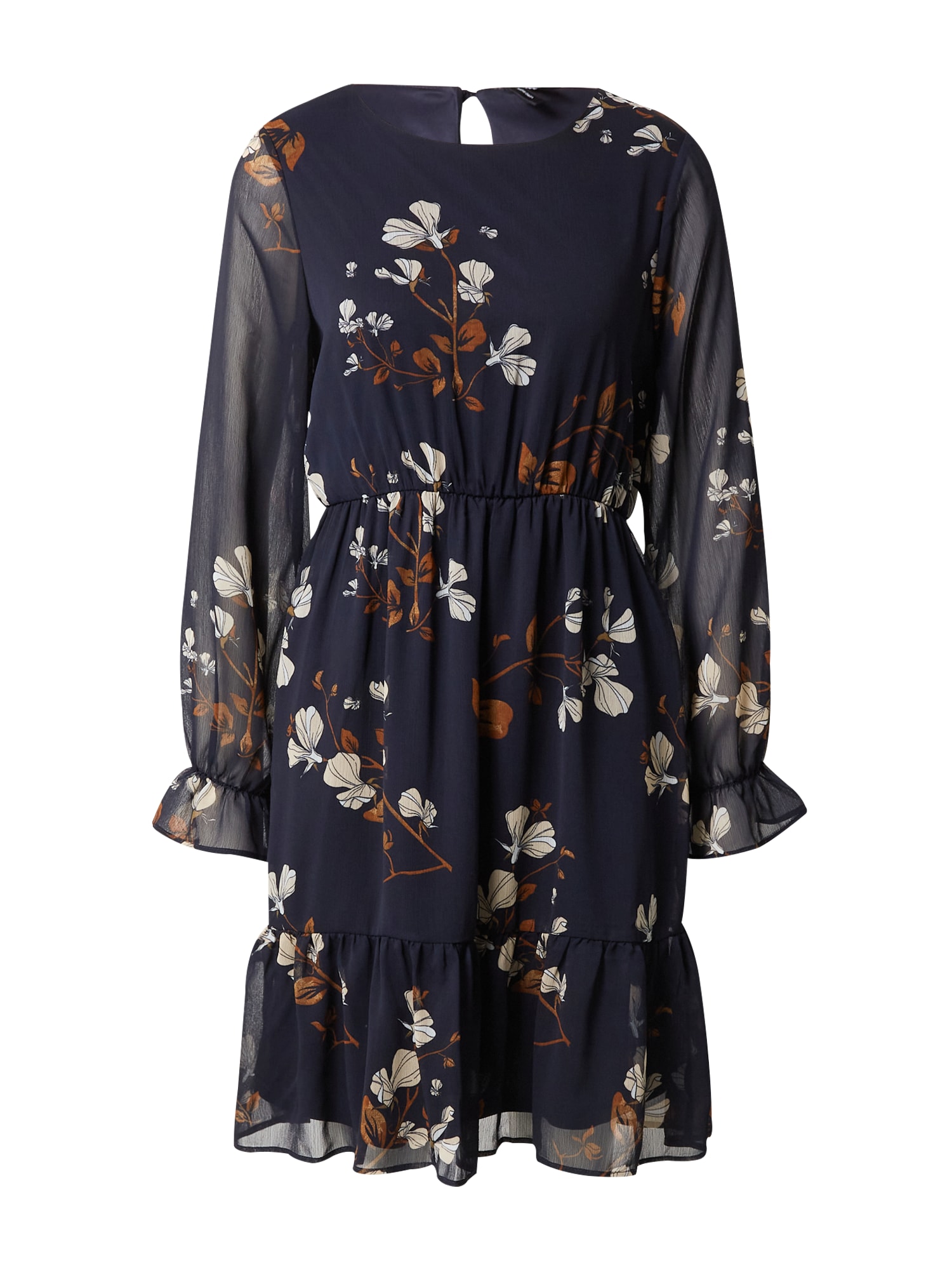 VERO MODA Obleka 'SMILLA'  temno modra / rjava / bela