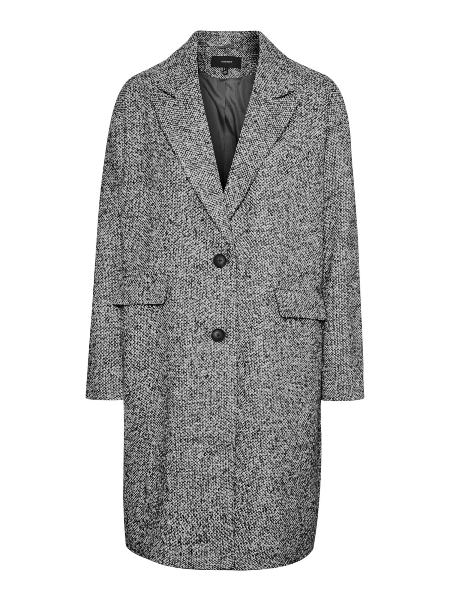 VERO MODA Prehoden plašč 'Roselle'  svetlo siva / črna