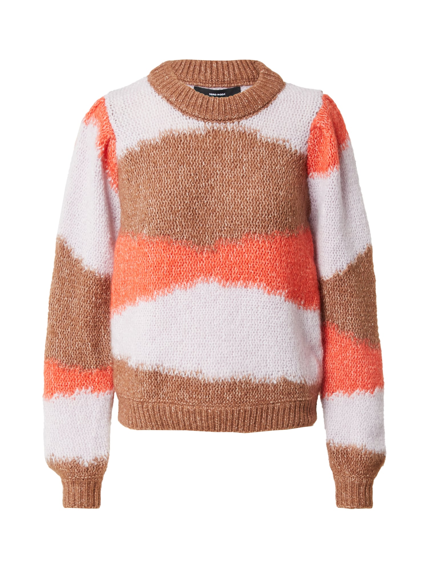VERO MODA Pulover 'MARIANNE'  rjava / oranžna / bela