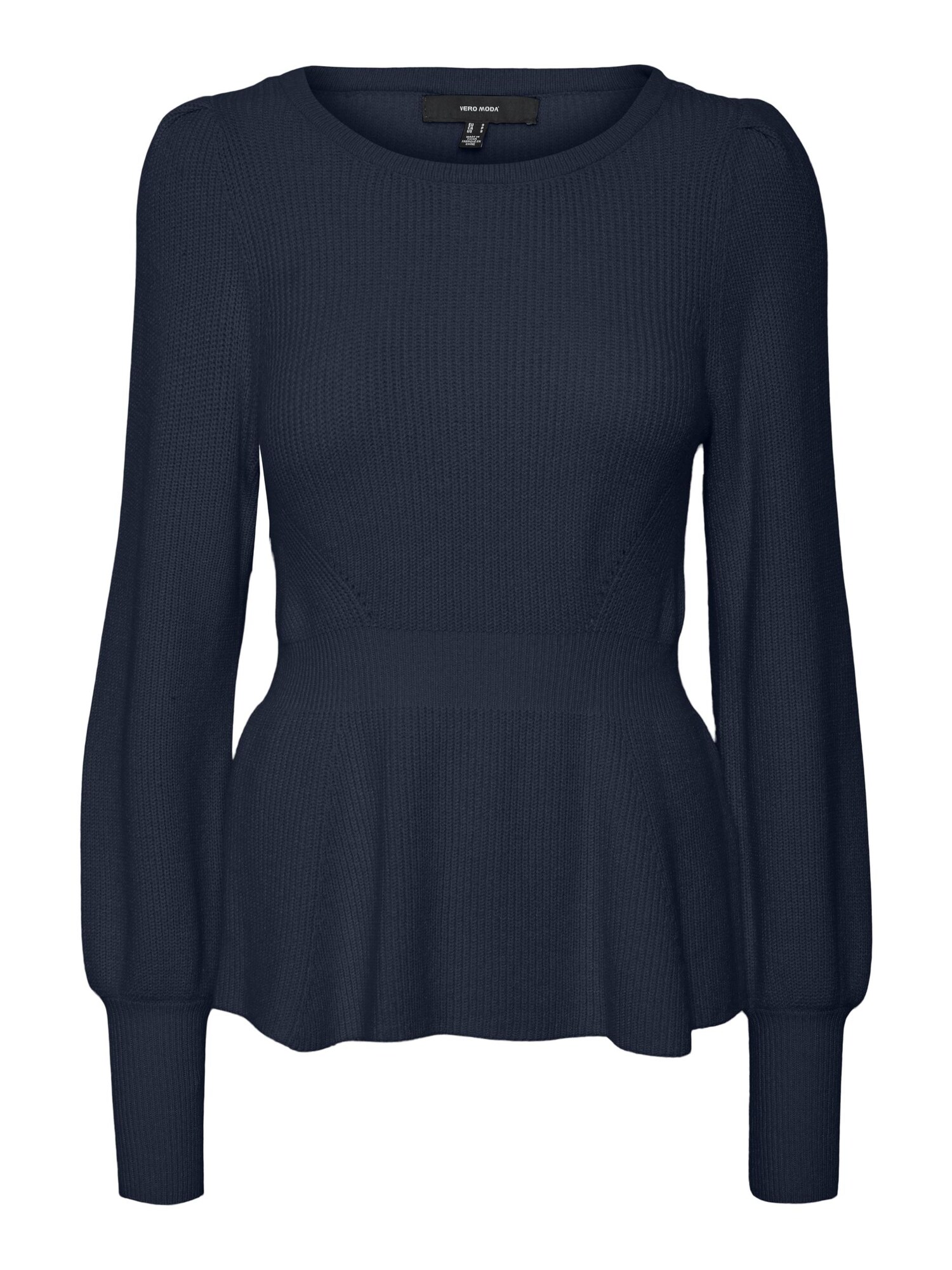 VERO MODA Pulover 'Peplum'  mornarska