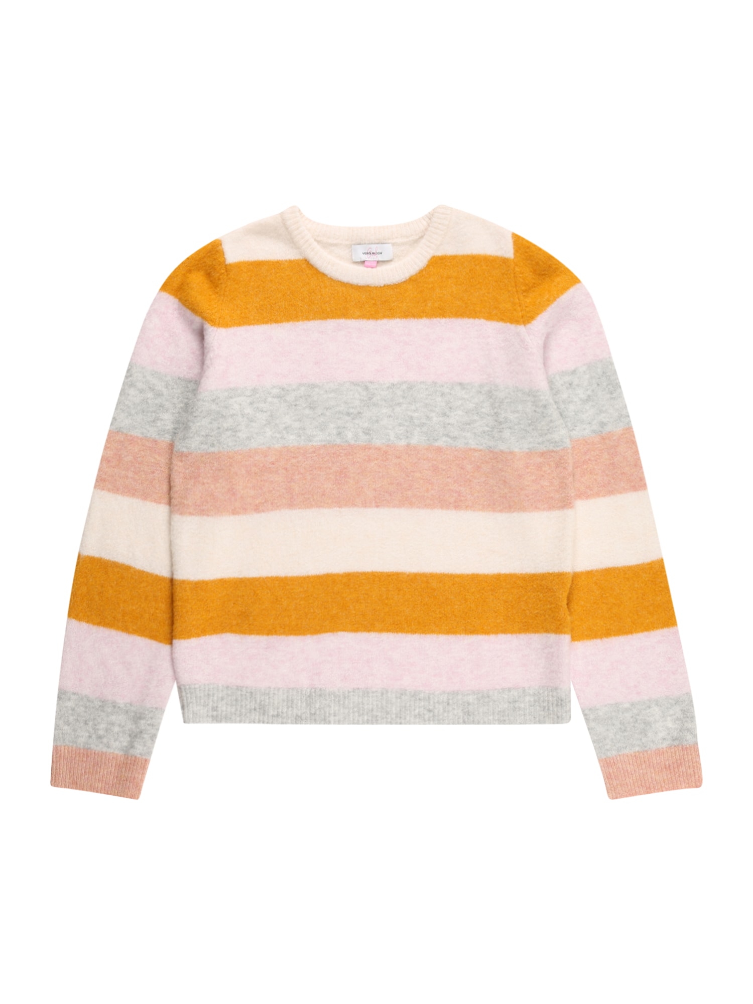Vero Moda Girl Pulover 'PLAZA'  med / pegasto siva / svetlo roza / volneno bela