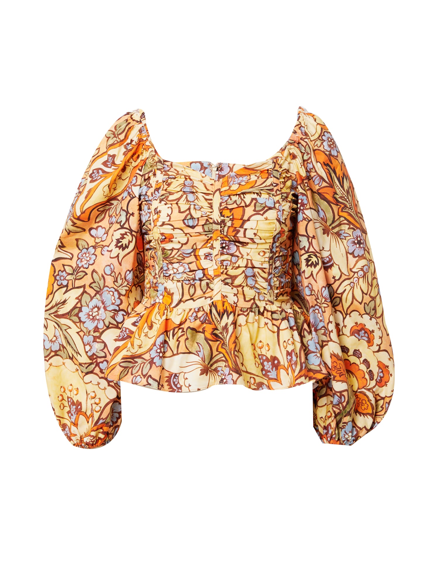 Warehouse Bluza  svetlo modra / rjava / svetlo rumena / pastelno oranžna