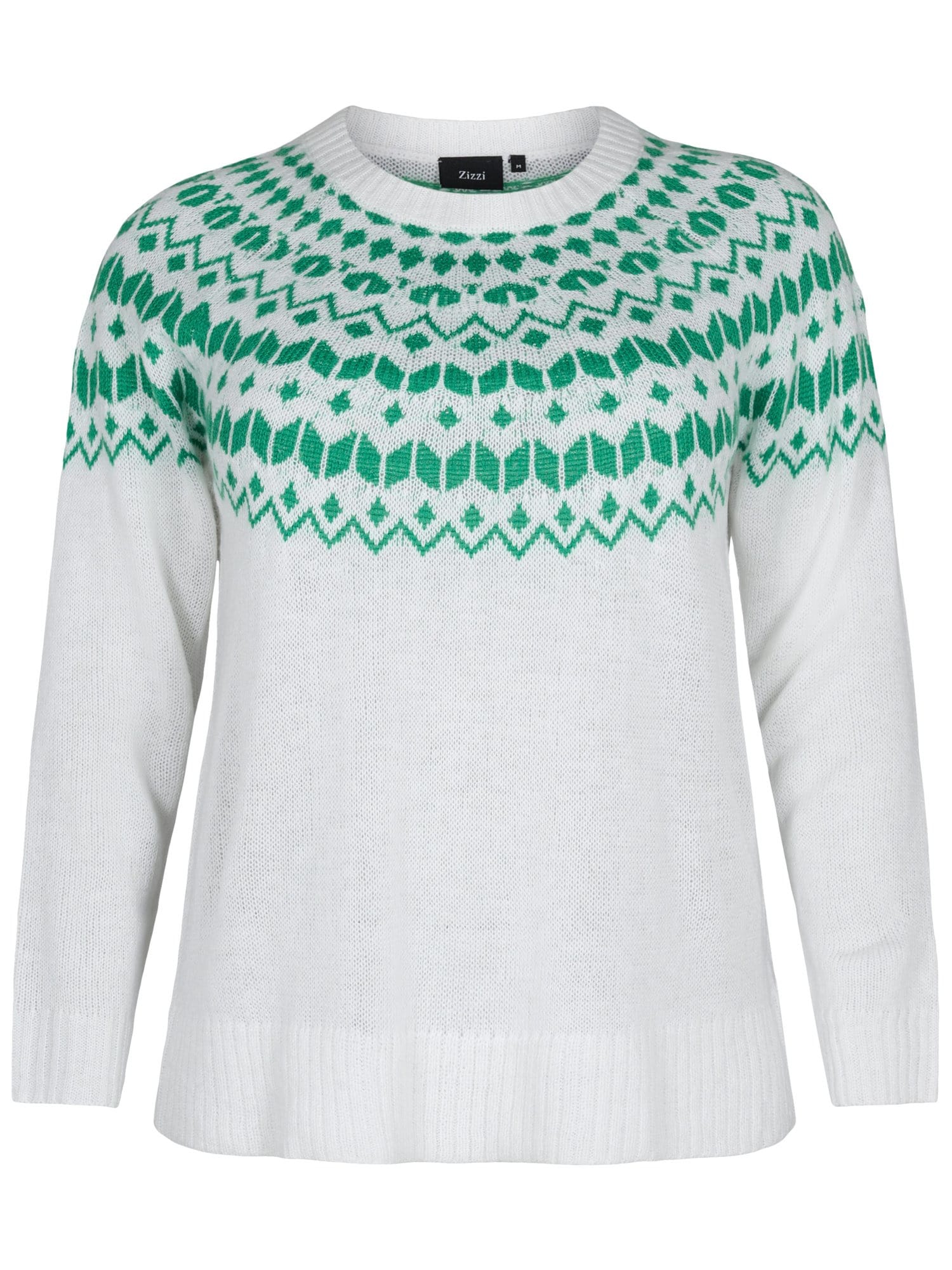Zizzi Pulover 'SIMONE'  zelena / bela