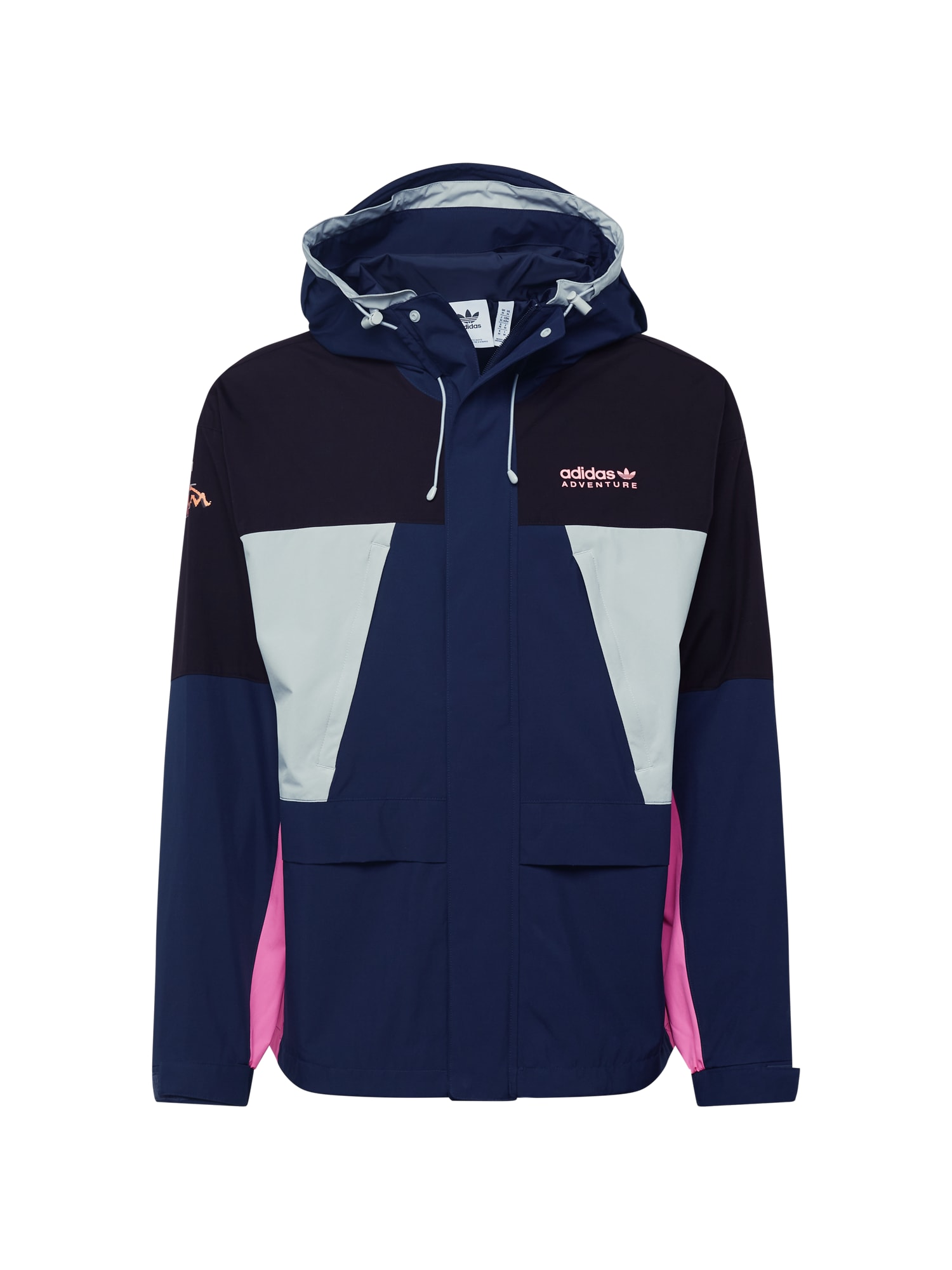 ADIDAS ORIGINALS Prehodna jakna 'Ride'  temno modra / svetlo siva / roza / črna