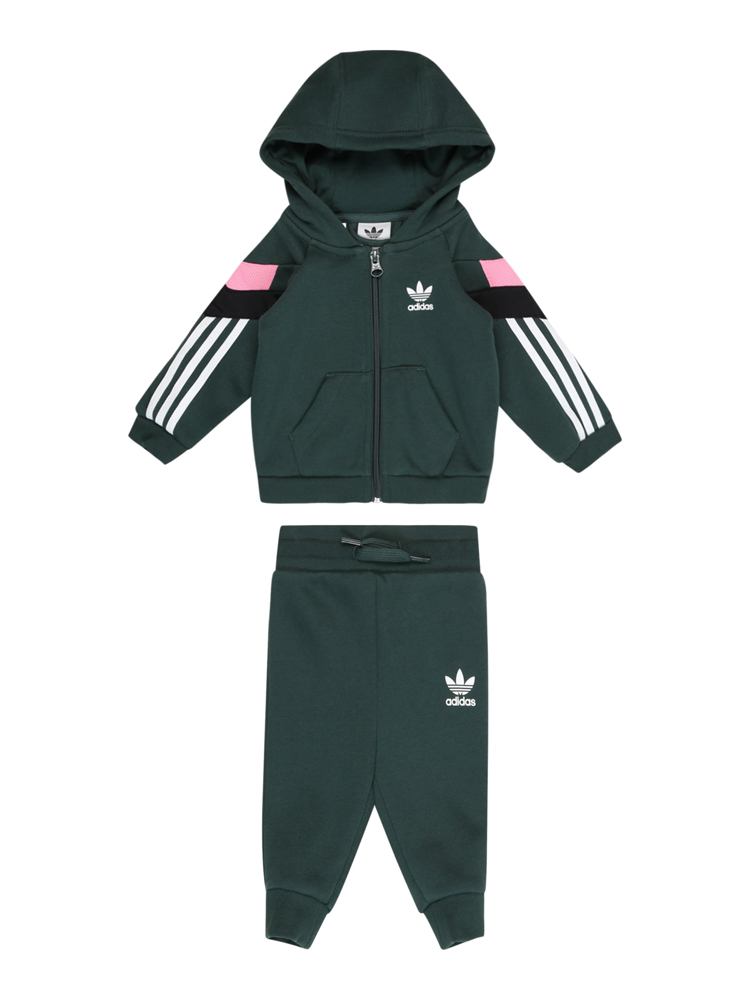 ADIDAS ORIGINALS Trenirka za tek  temno zelena / svetlo roza / črna / bela