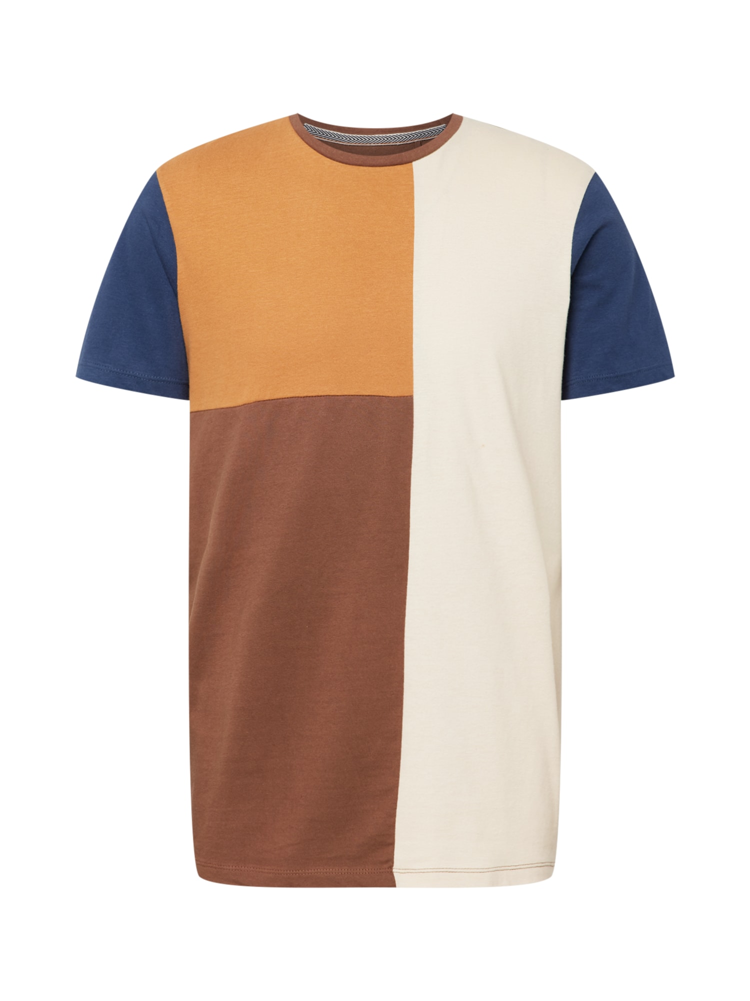 BLEND Majica  svetlo bež / encijan / rjava / oranžna