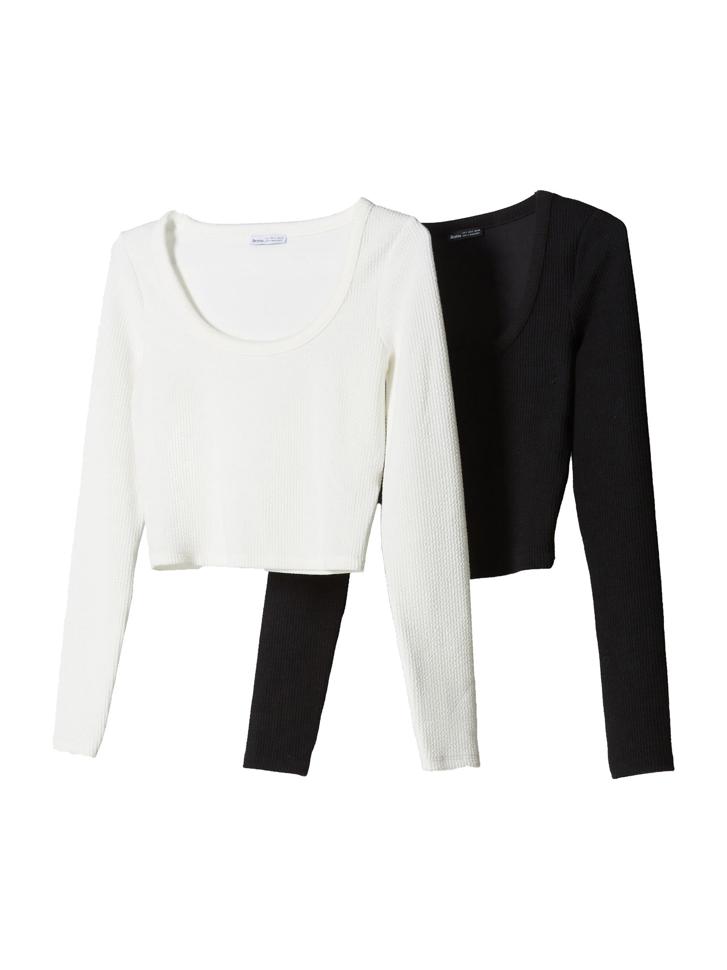 Bershka Majica  črna / bela