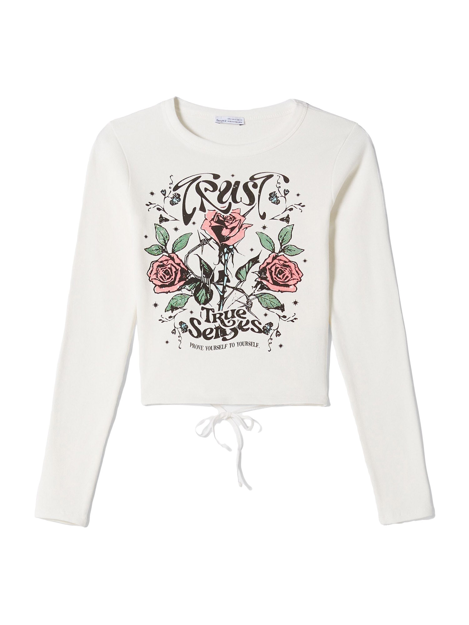 Bershka Majica  mešane barve / bela
