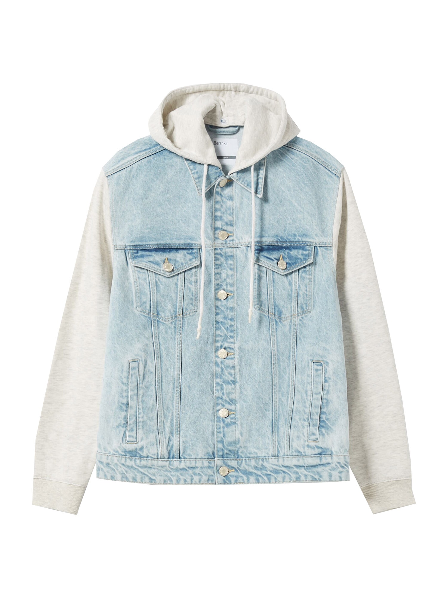 Bershka Prehodna jakna  moder denim / pegasto siva