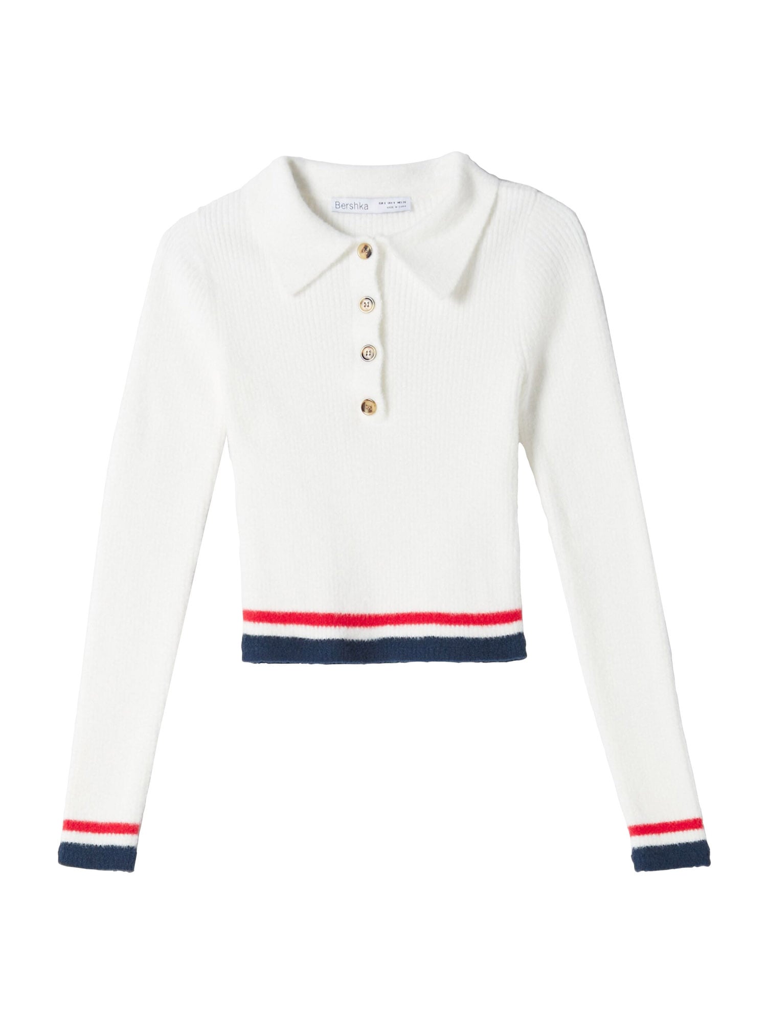 Bershka Pulover  mornarska / rdeča / bela