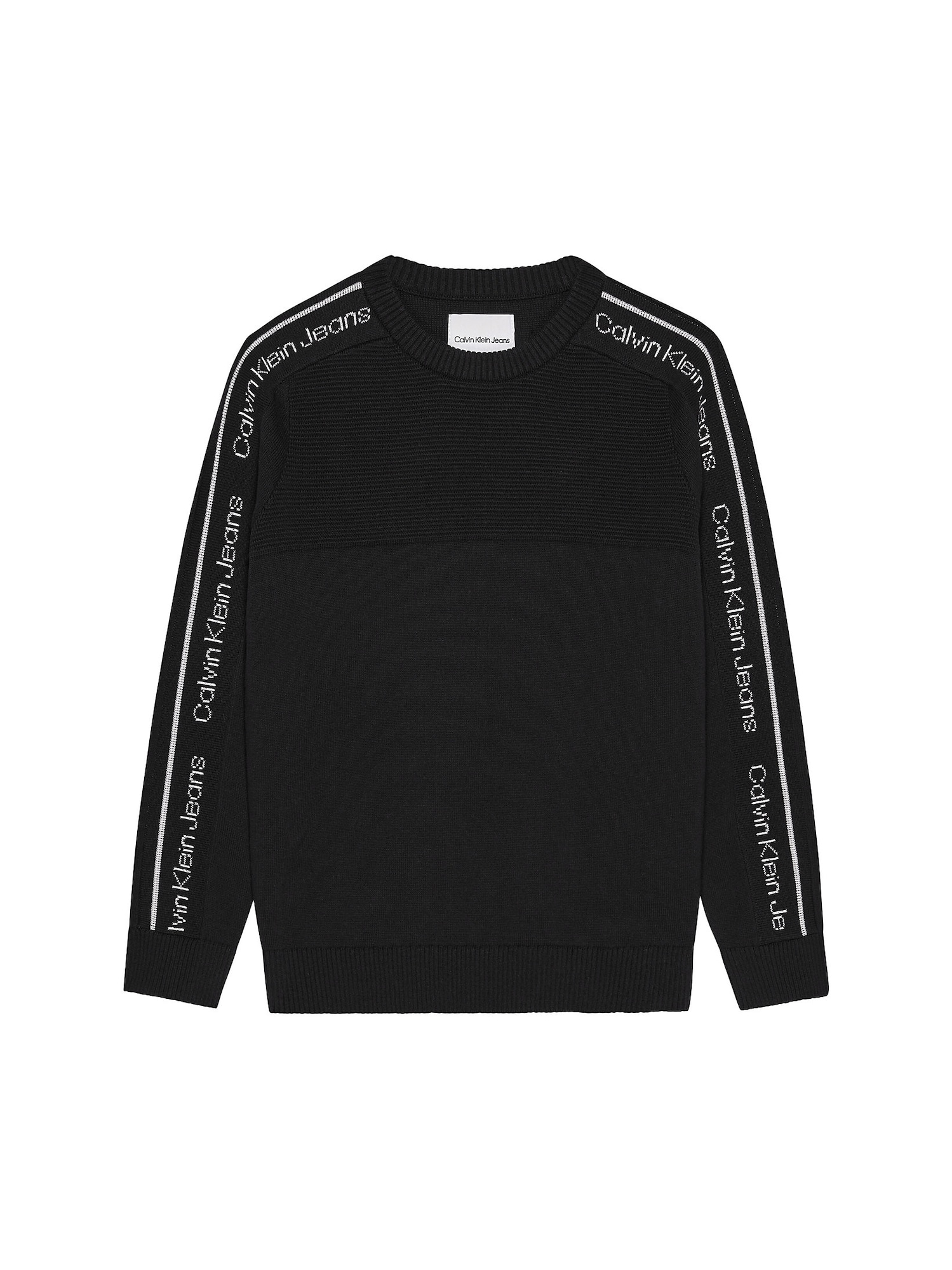 Calvin Klein Jeans Pulover 'INTARSIA'  črna / bela