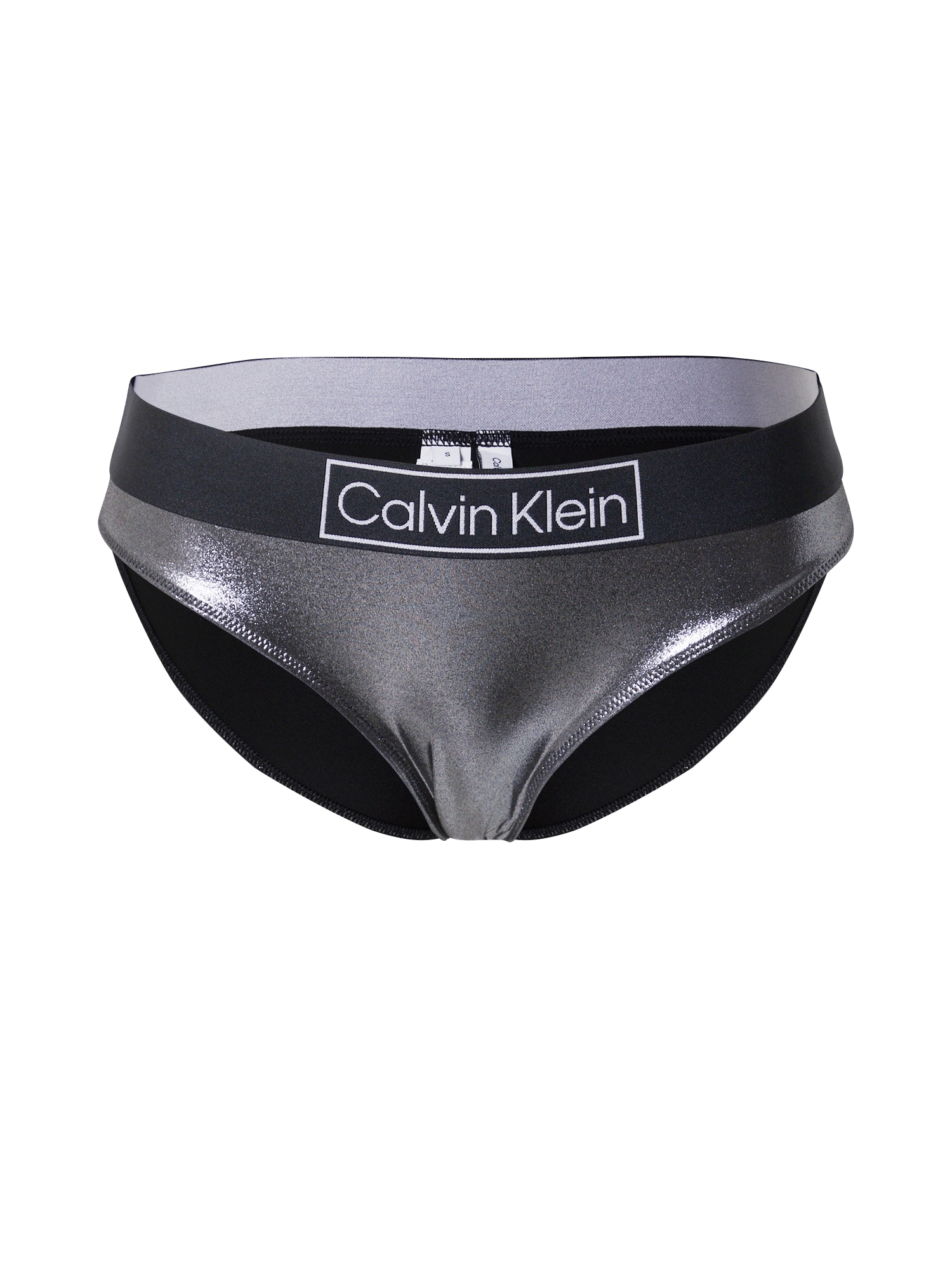 Calvin Klein Swimwear Bikini hlačke  srebrno-siva / črna / bela