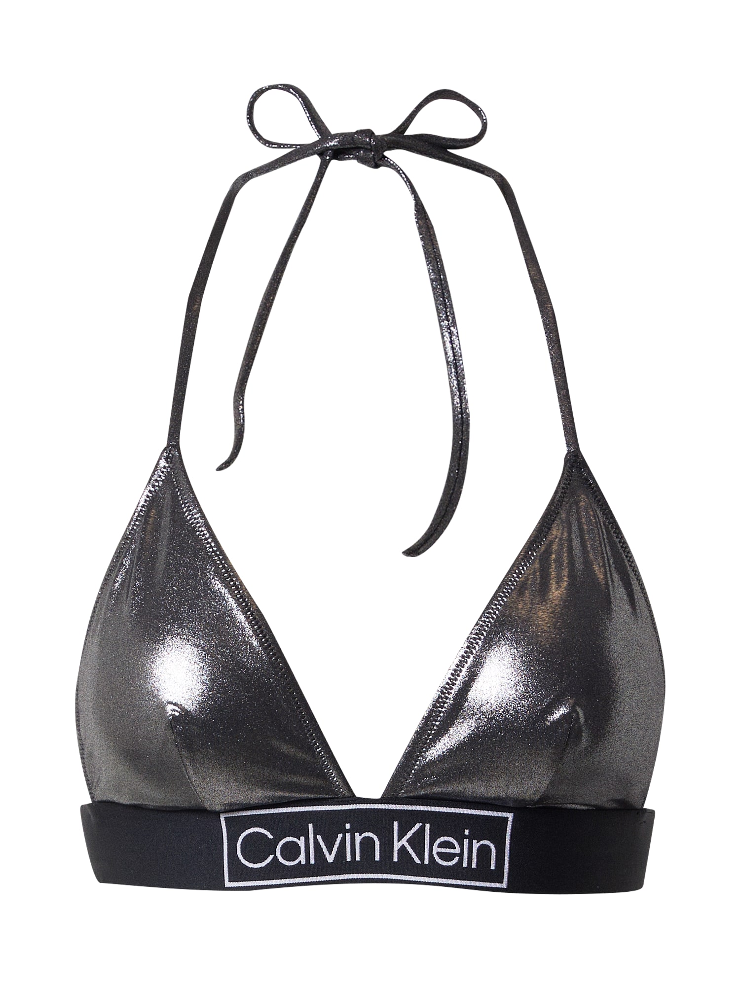 Calvin Klein Swimwear Bikini zgornji del  srebrno-siva / črna / bela
