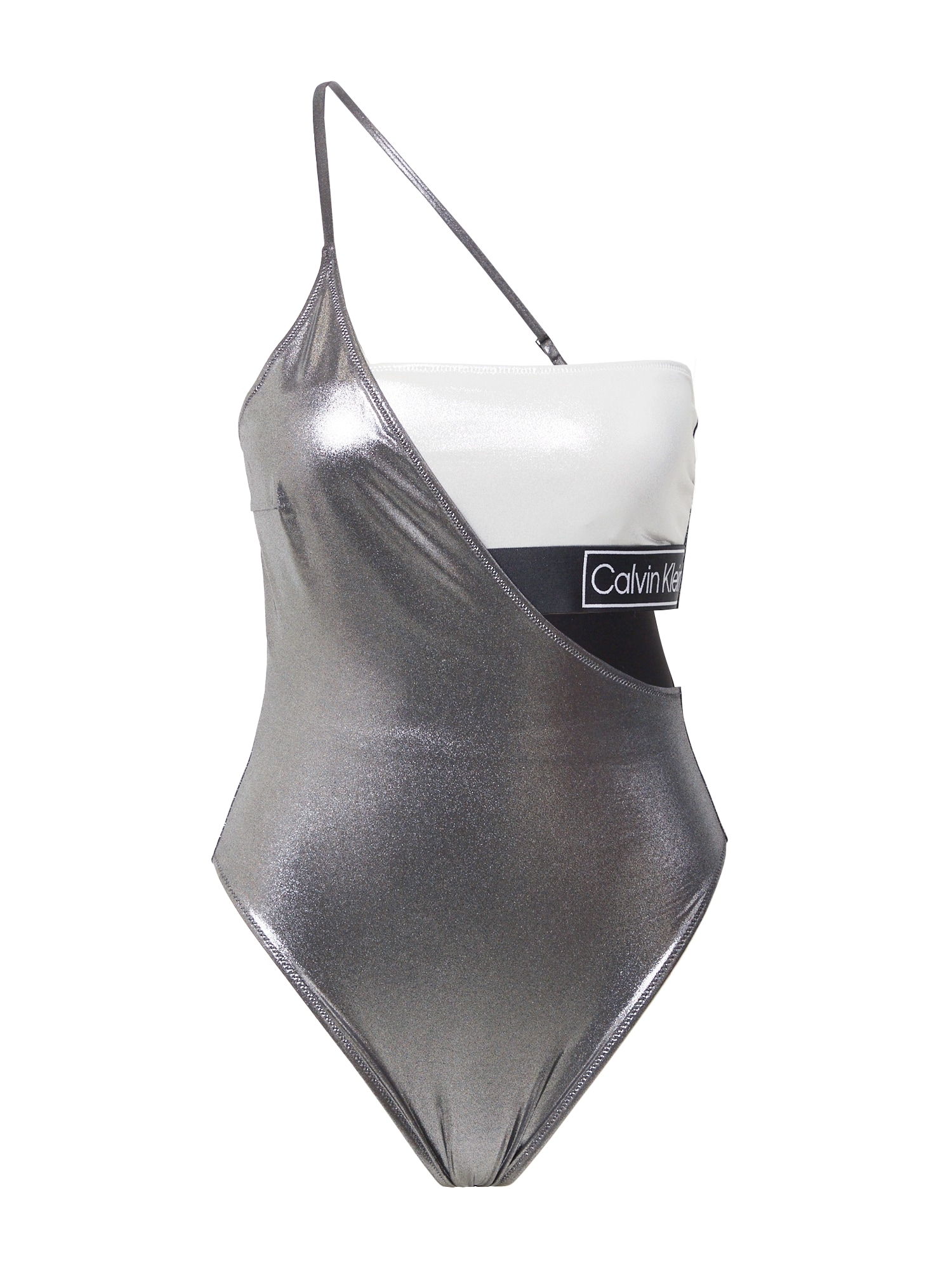 Calvin Klein Swimwear Enodelne kopalke  srebrno-siva / črna / bela