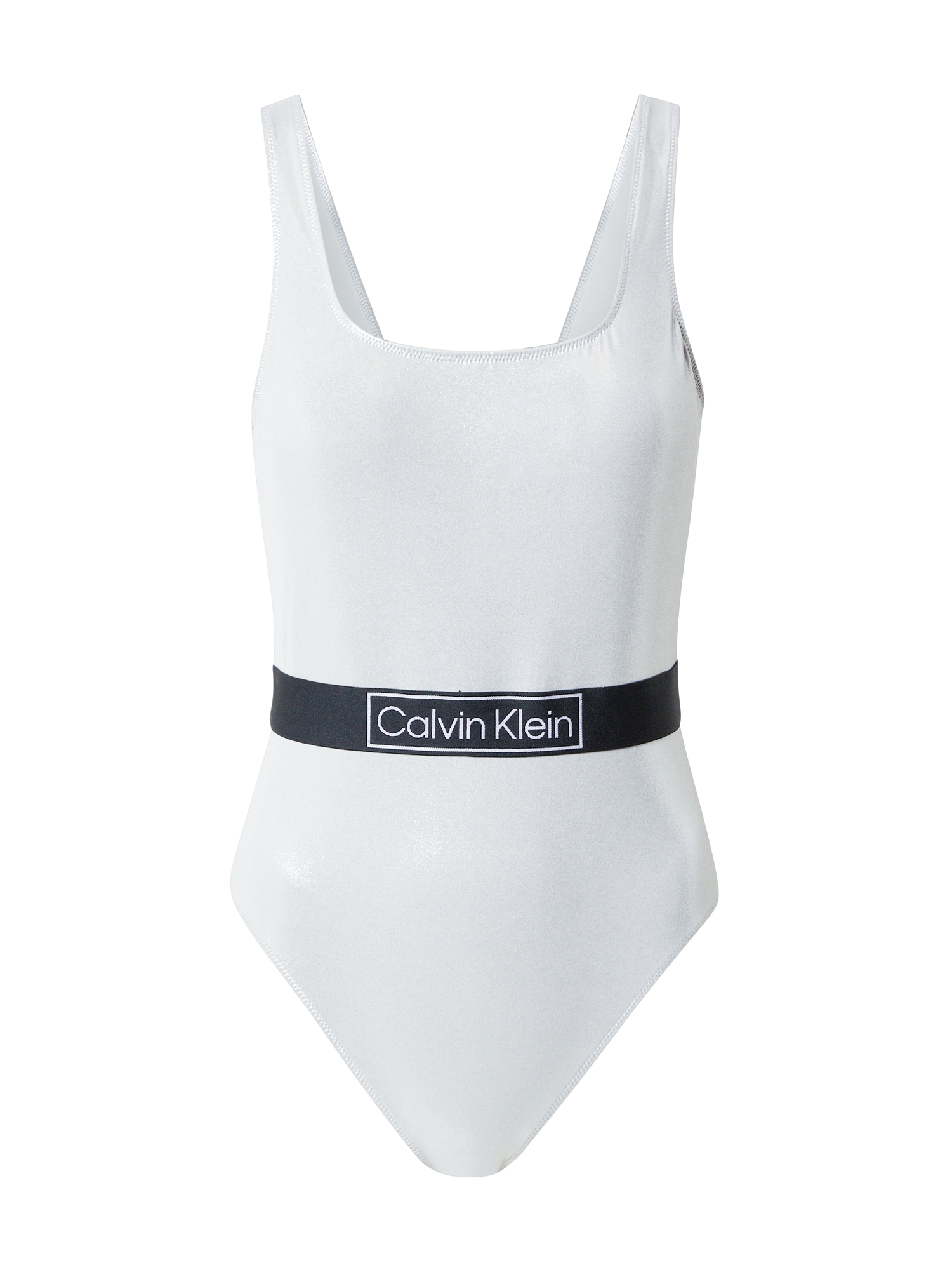 Calvin Klein Swimwear Enodelne kopalke  svetlo siva / črna / bela