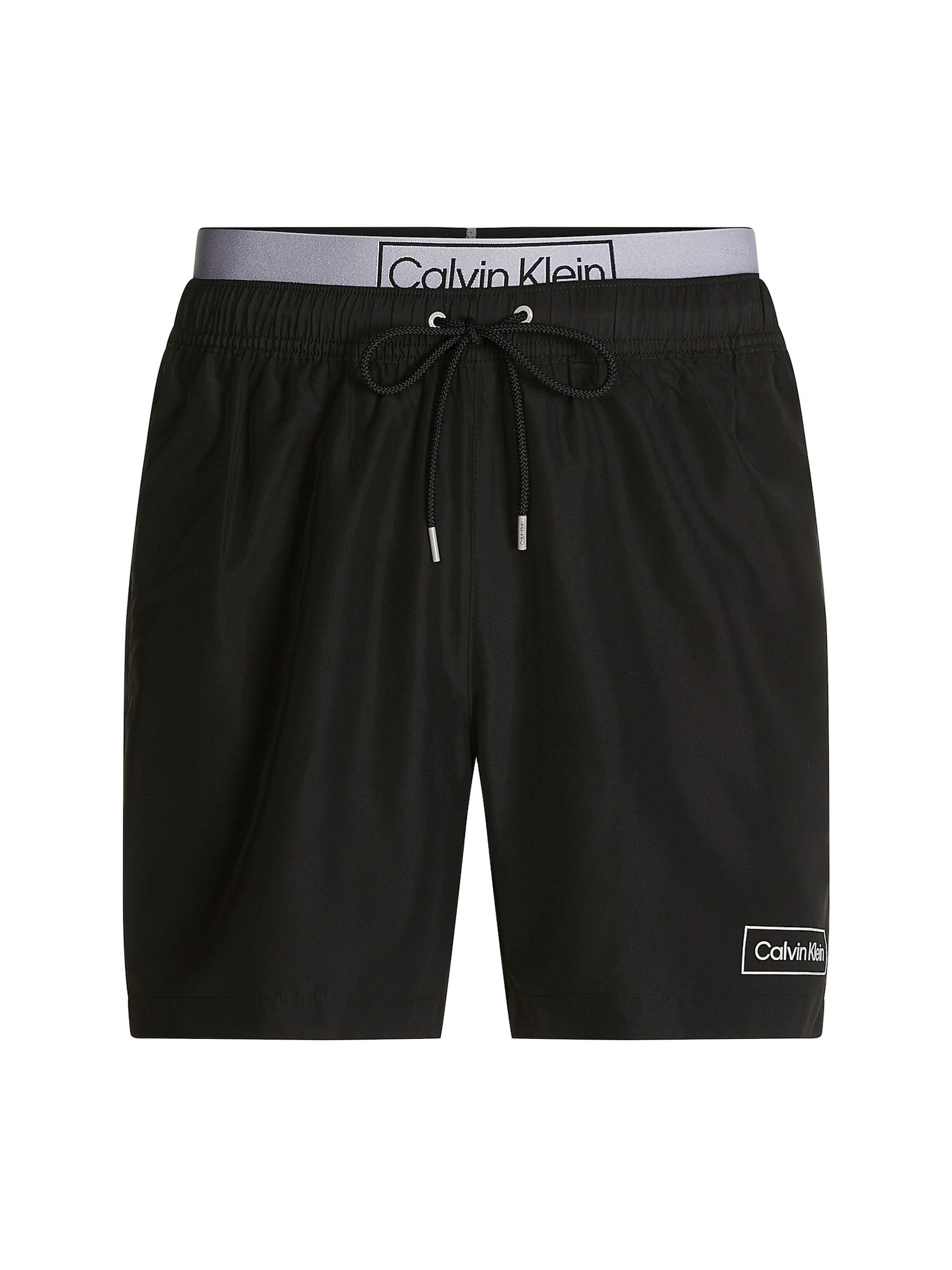 Calvin Klein Swimwear Kratke kopalne hlače  črna / srebrna / bela