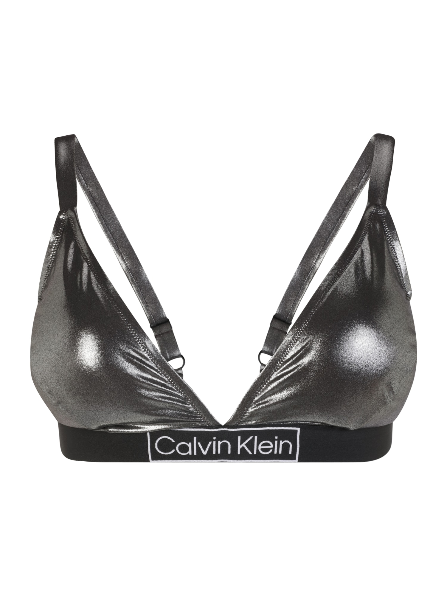 Calvin Klein Swimwear Plus Bikini zgornji del  srebrno-siva / črna / bela