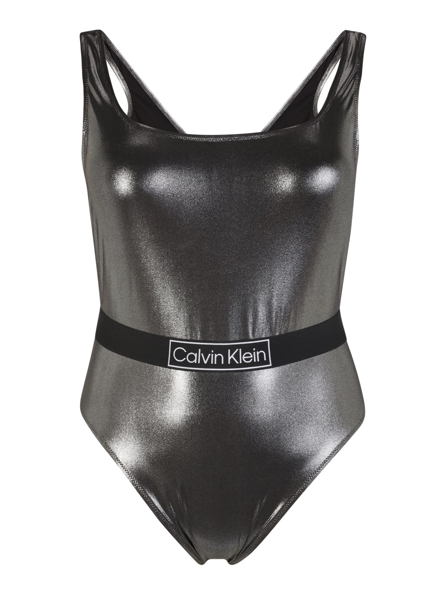 Calvin Klein Swimwear Plus Enodelne kopalke  črna / srebrna