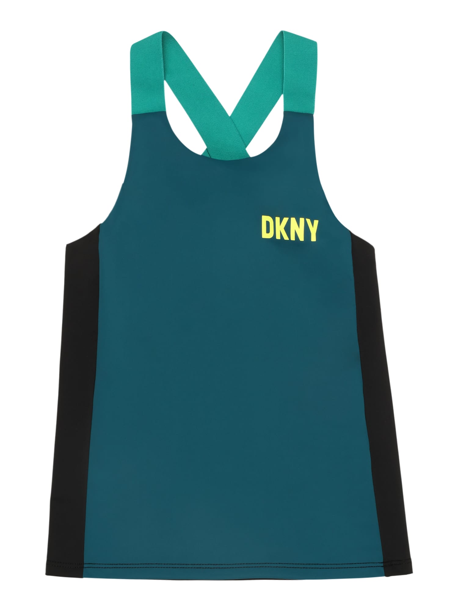 DKNY Top  neonsko rumena / petrol / črna