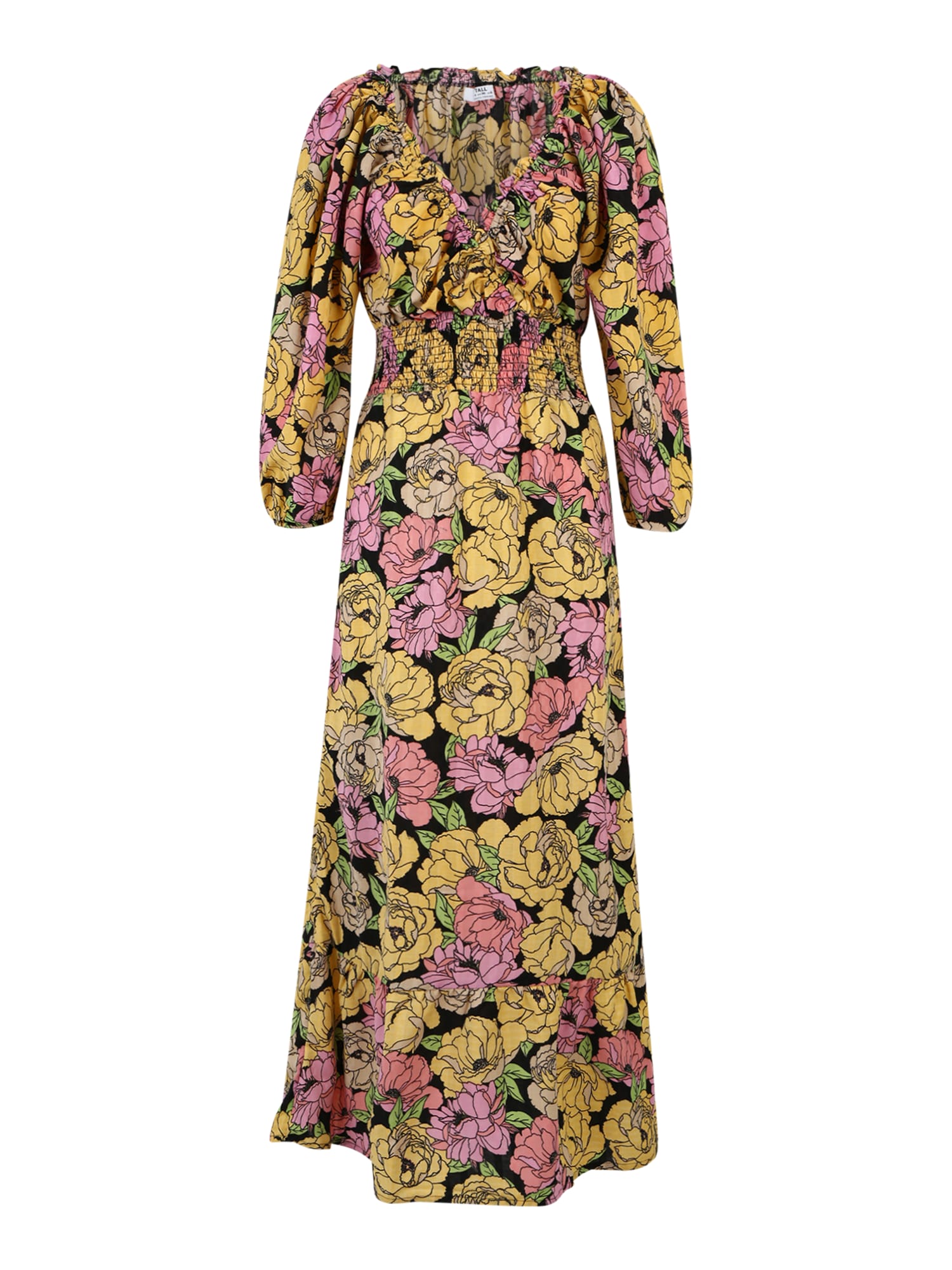 Dorothy Perkins Tall Obleka  gorčica / svetlo zelena / roza / črna
