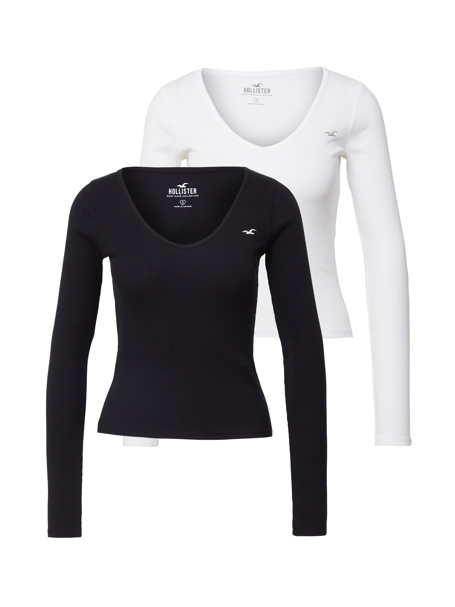 HOLLISTER Majica  črna / bela
