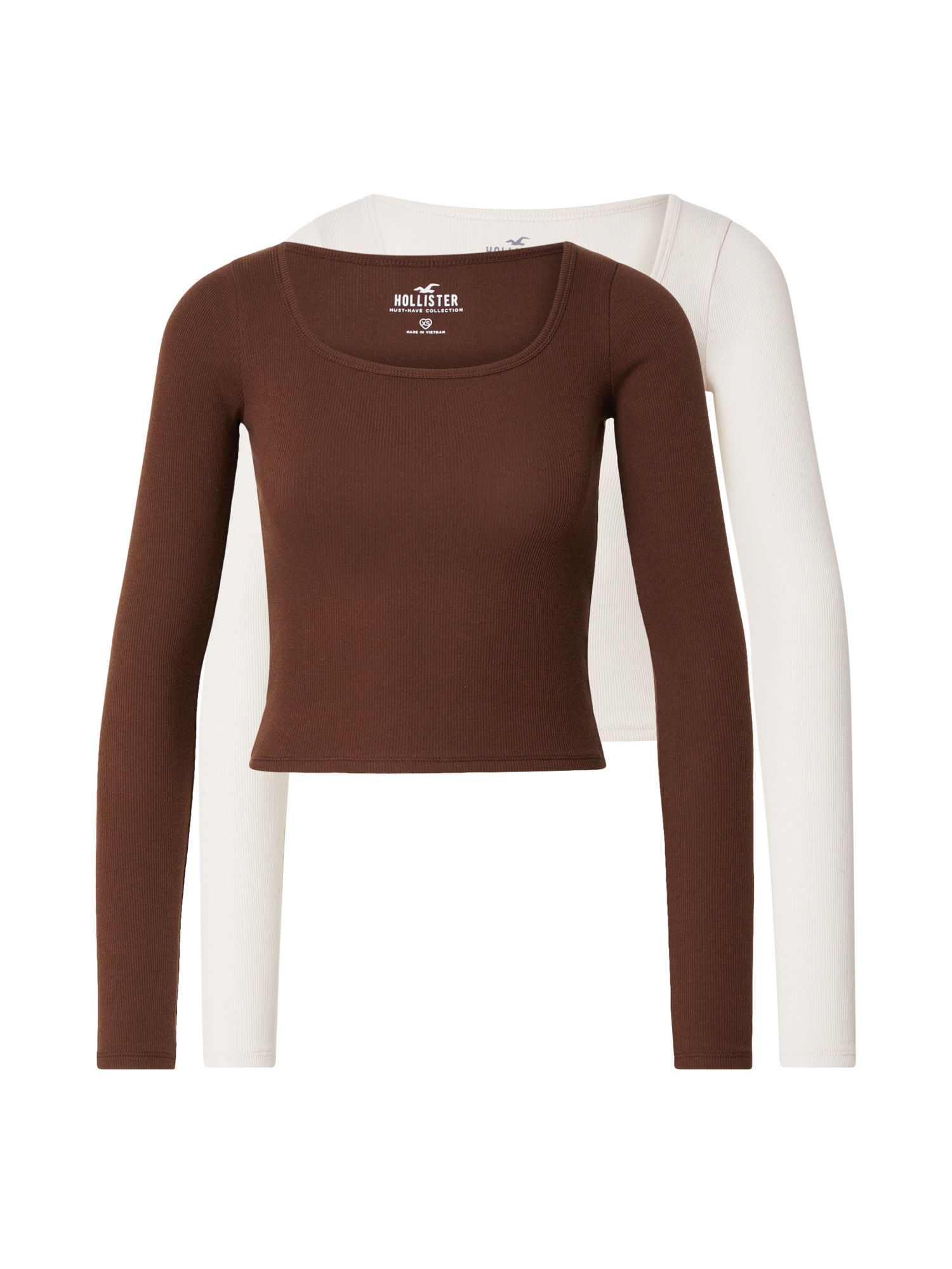 HOLLISTER Majica  rjava / bela