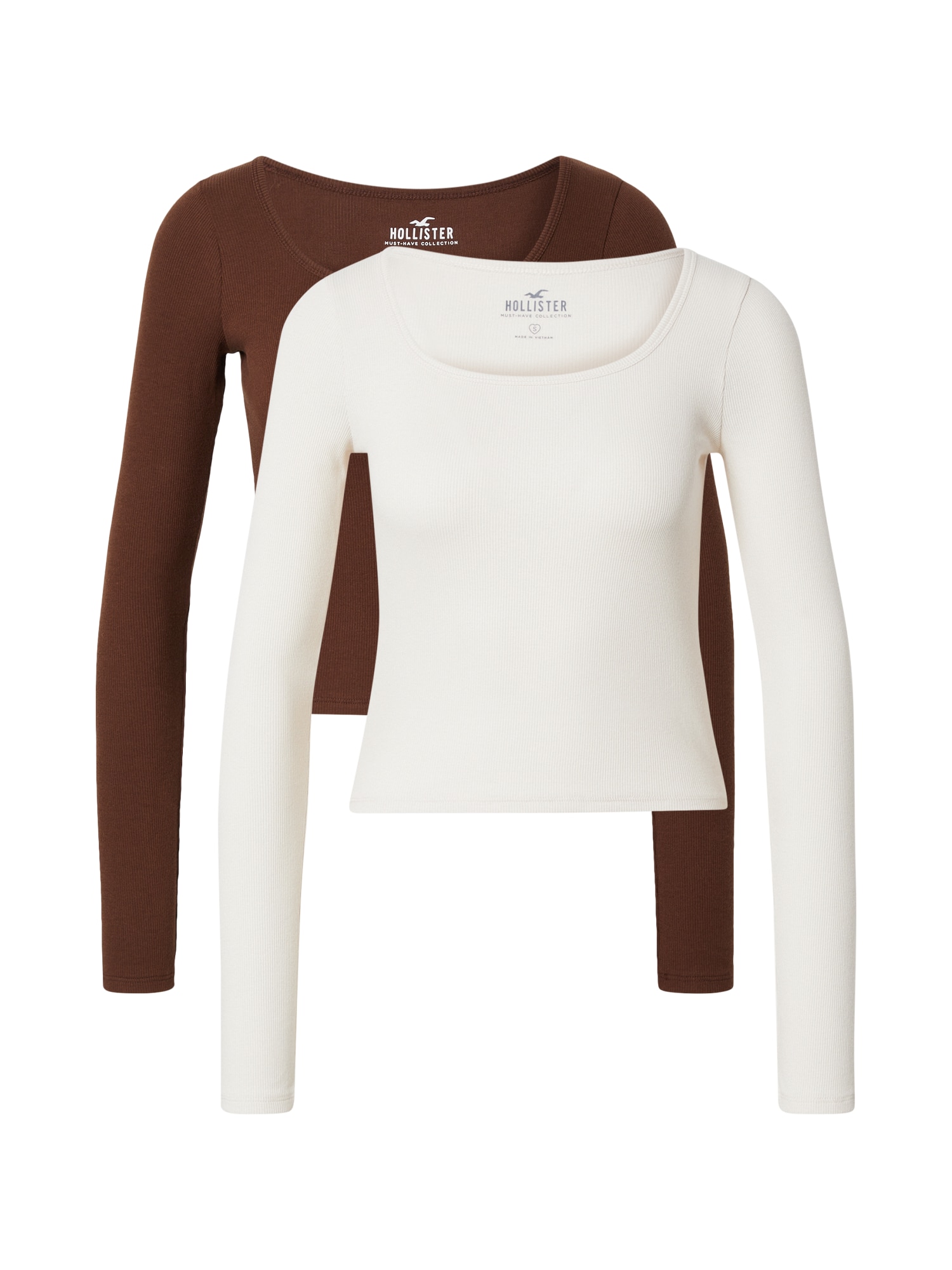 HOLLISTER Majica  rjava / bela