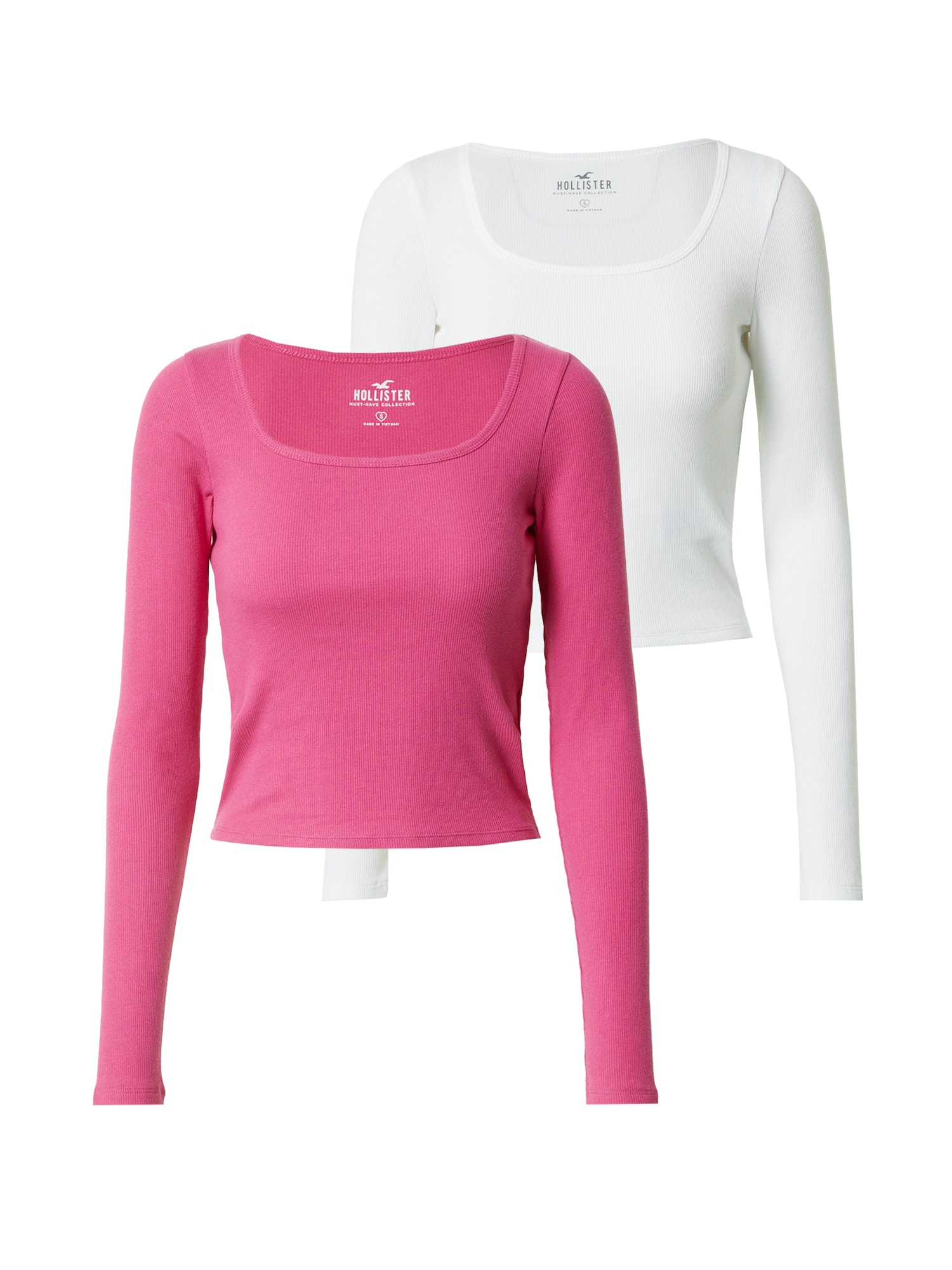 HOLLISTER Majica  roza / bela
