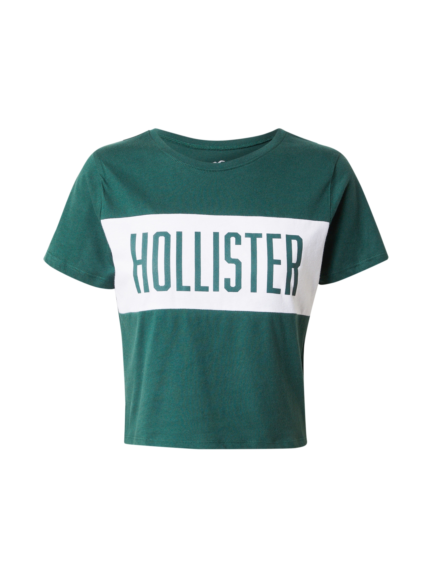 HOLLISTER Majica  smaragd / bela