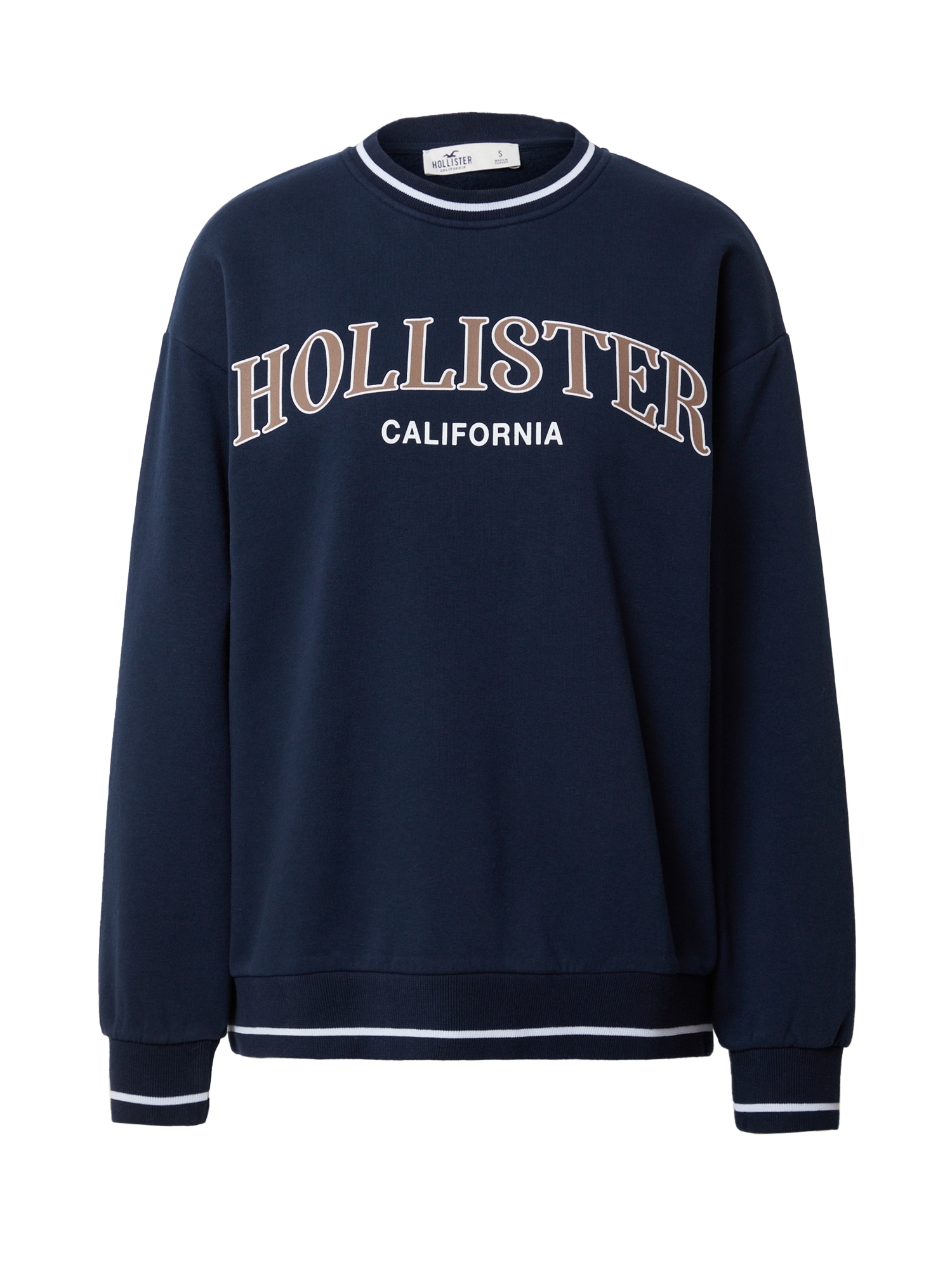 HOLLISTER Majica  temno modra / greige / bela