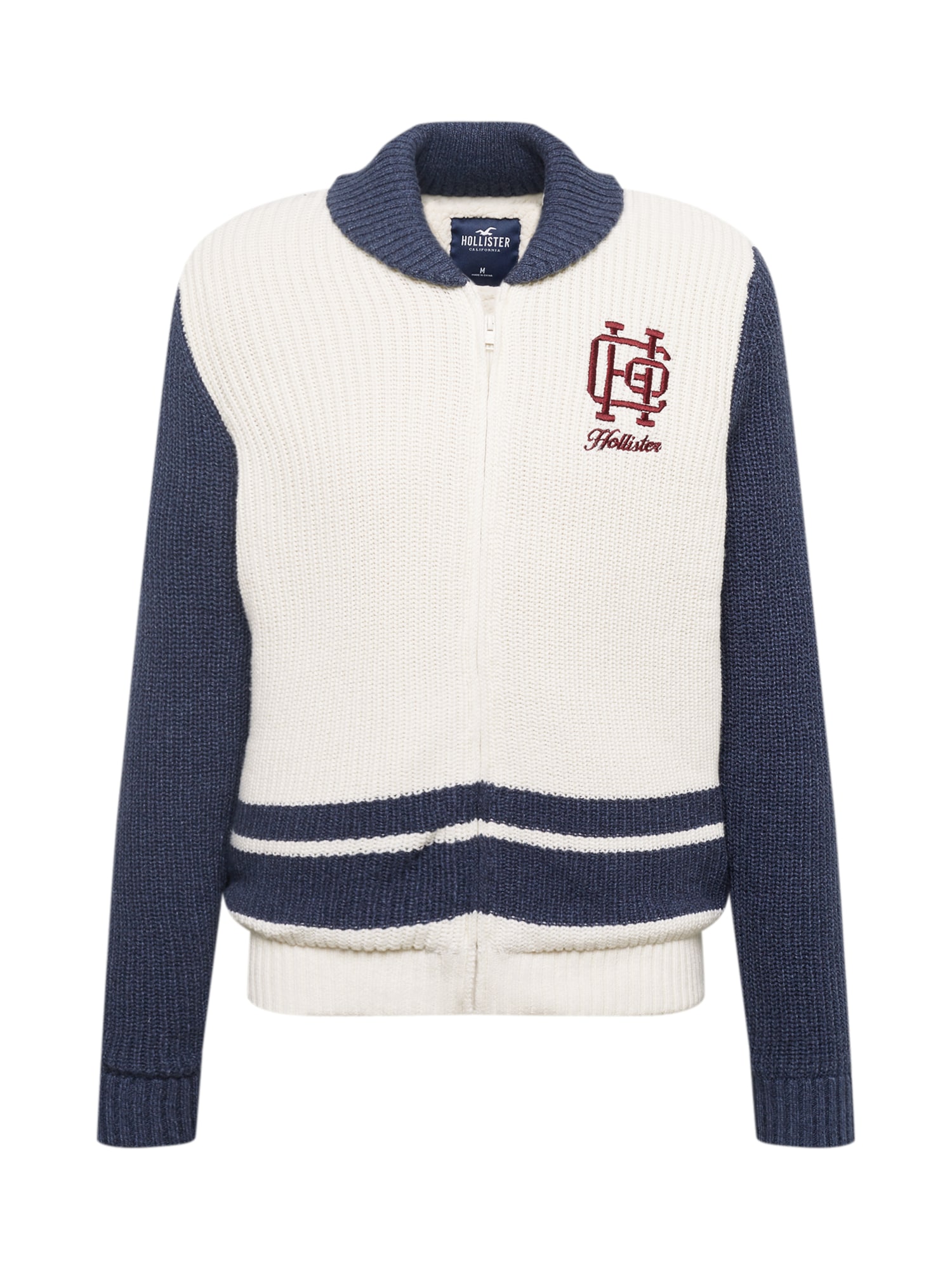 HOLLISTER Pletena jopa  nočno modra / temno rdeča / bela
