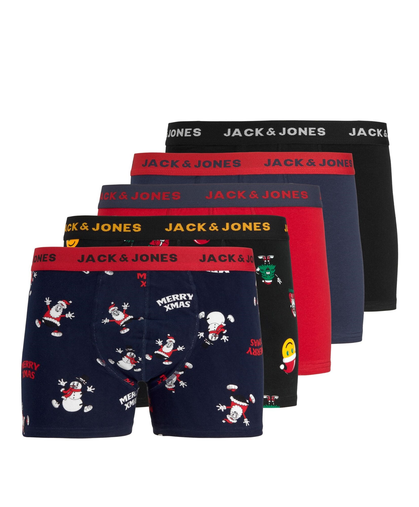 JACK & JONES Boksarice 'SMILEY'  mornarska / rdeča / črna / bela